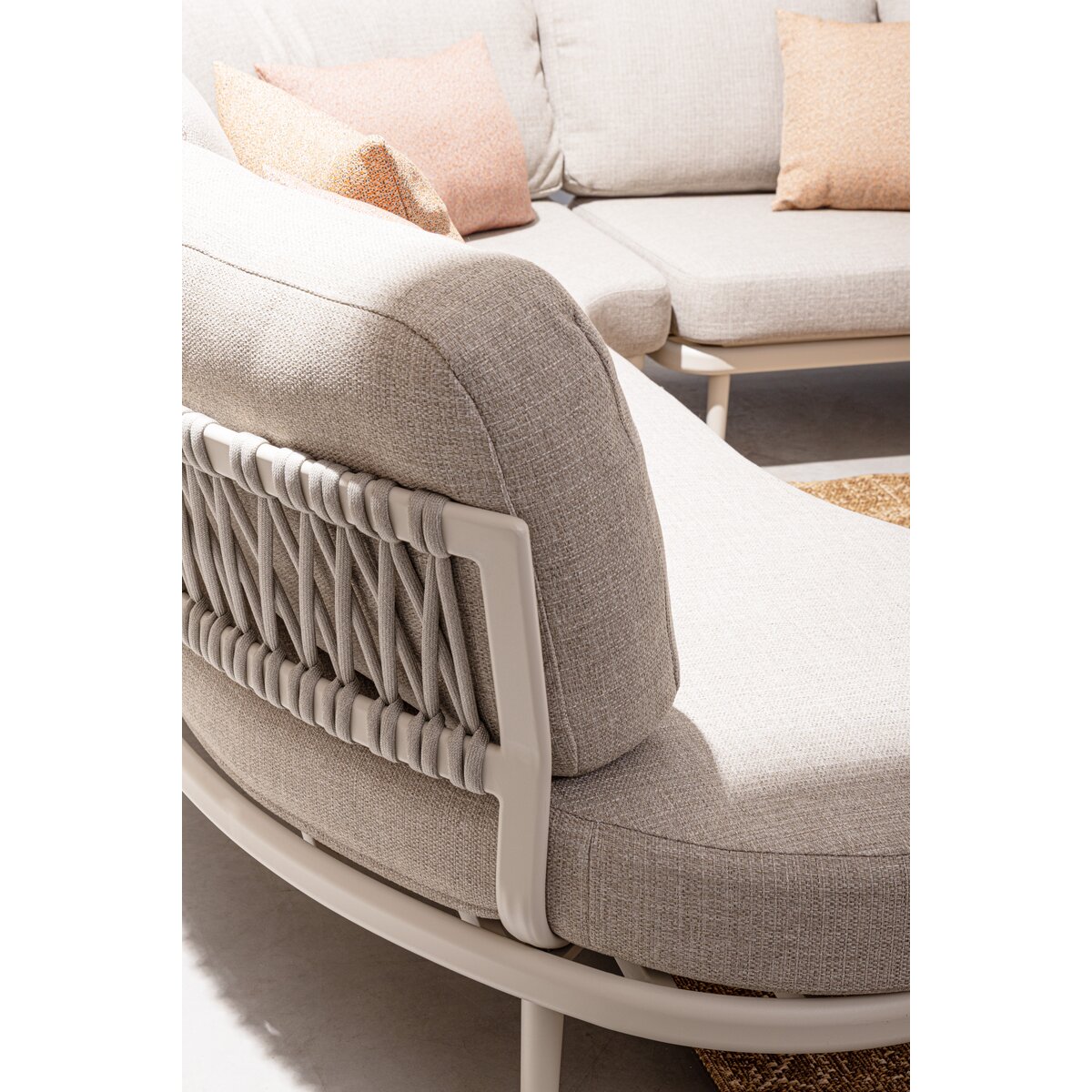 Gartenecksofa Helios - Aluminium, Seilgeflecht, Olefin-Stoff, Pelikan