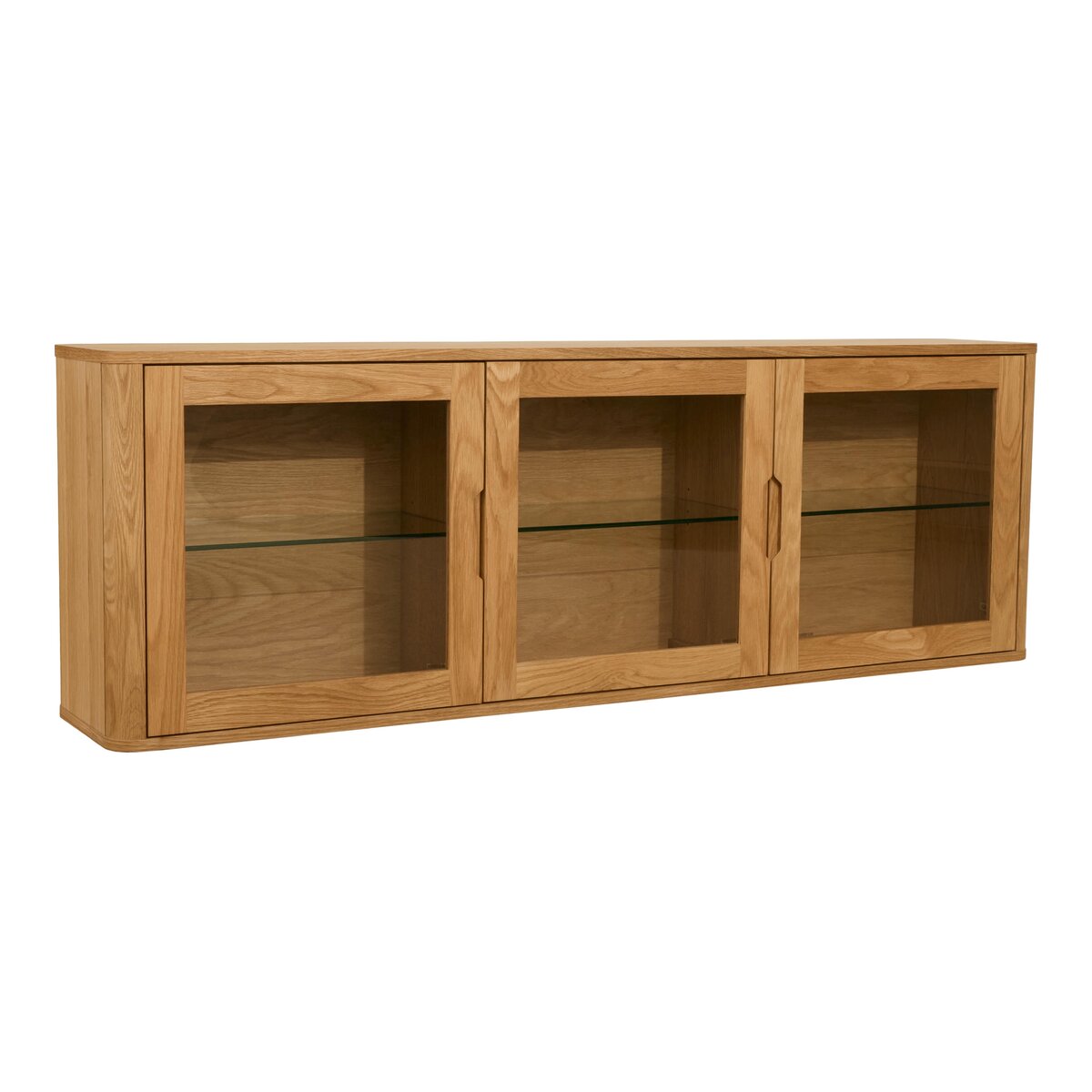 Hängevitrine Gorbin Eiche Natur 180 cm - 3 Türen, Glasböden, LED & Soft-Close
