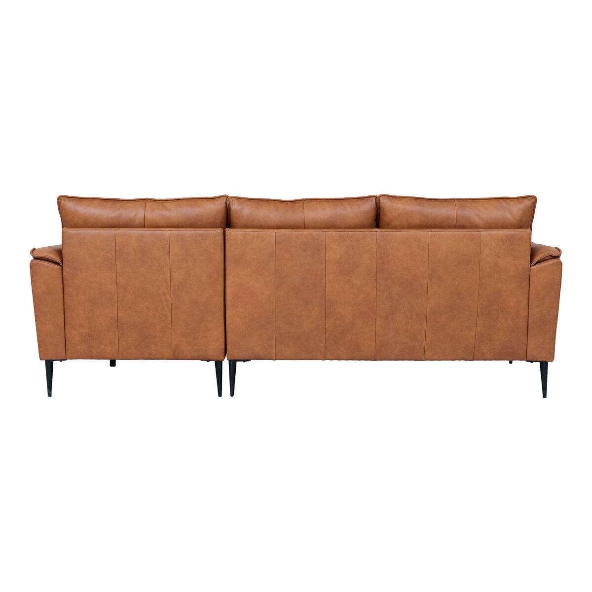 Ecksofa Luso Cognac Echtleder - Rechte Recamiere, Taschenfederkern & Metallfüßen
