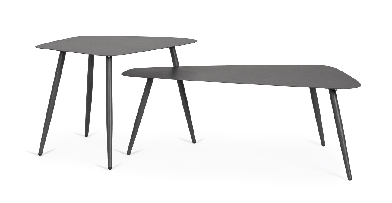 Gartencouchtisch Yvonne 2er-Set aus Metall, Anthrazit