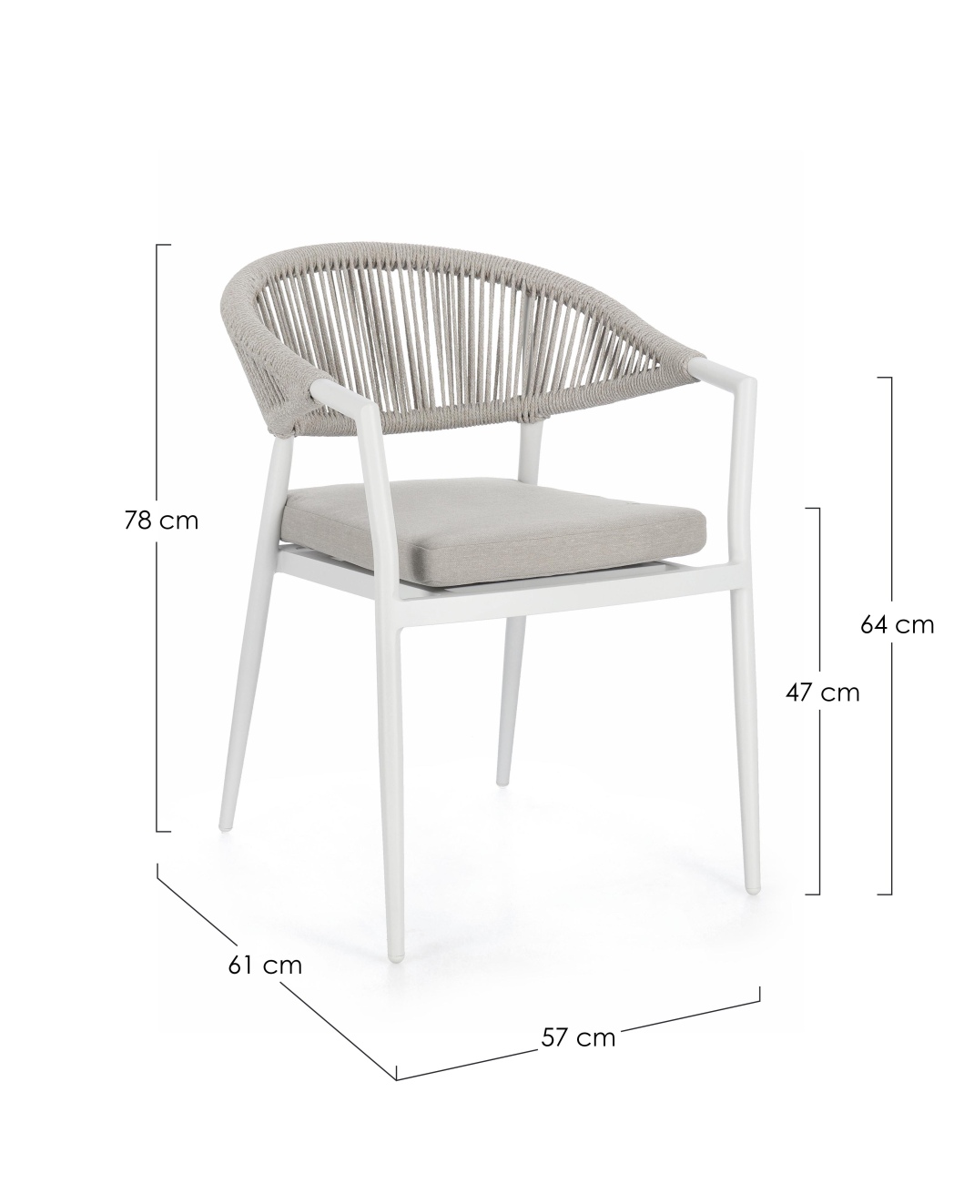 Gartenstuhl Millor aus Aluminium, Hellgrau / Weiß