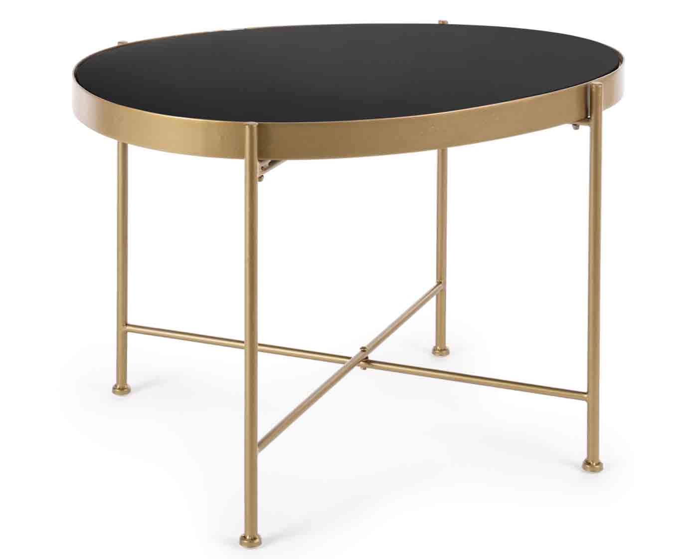 Beistelltisch Rashida aus Metall mit Glasplatte, Gold 63x46 cm Couchtisch Rashida aus Metall mit Glasplatte, Gold 63x46 cm