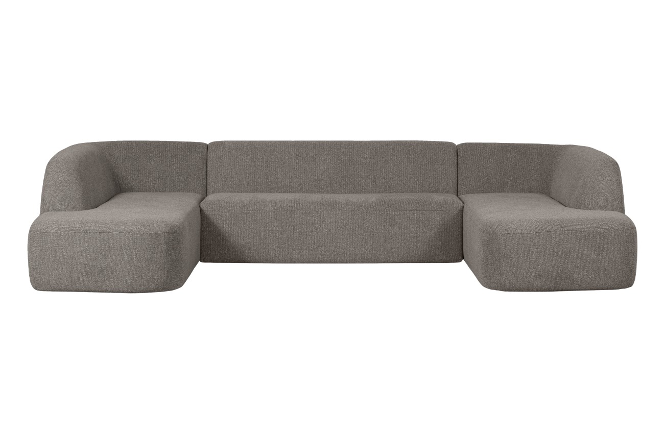 Das Sofa Sloping in U-Form überzeugt mit seinem modernen Stil. Gefertigt wurde es aus Melange-Stoff, welcher einen grauen Farbton besitzt. Die Füße besitzen eine schwarze Farbe. Das Sofa besitzt eine Größe von 339x225 cm.