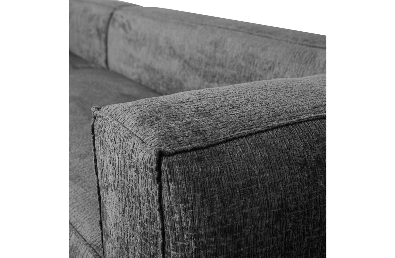 Das Sofa Bean überzeugt mit seinem modernen Stil. Gefertigt wurde es aus Struktursamt, welches einen dunkelgrauen Farbton besitzt. Das Gestell ist aus Kunststoff und hat eine schwarze Farbe. Das Sofa in der Ausführung Links besitzt eine Größe von 305x175 