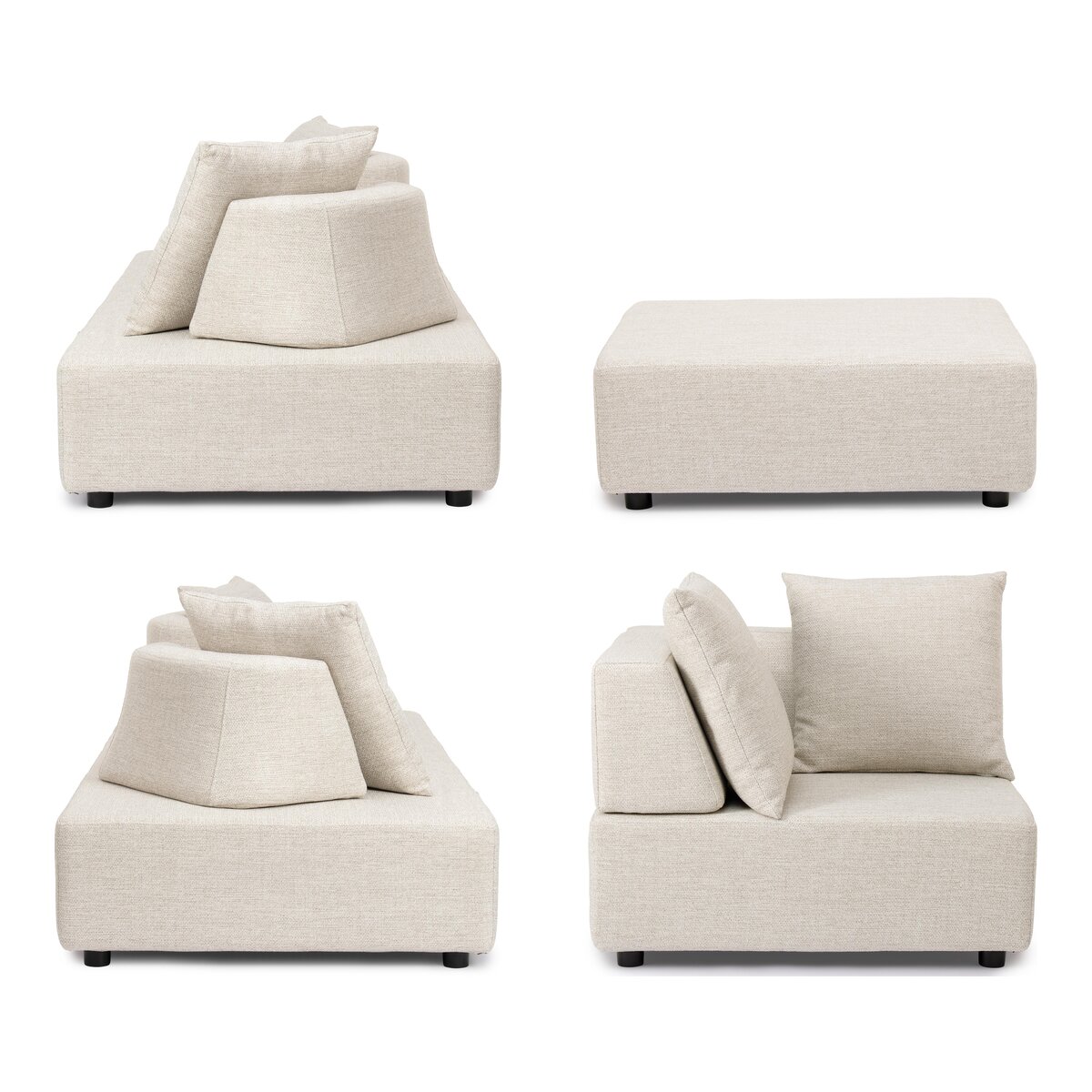 Gartenecksofa Piper - Aluminium & Olefin-Stoff, inkl. Kissen & Hocker, Beige
