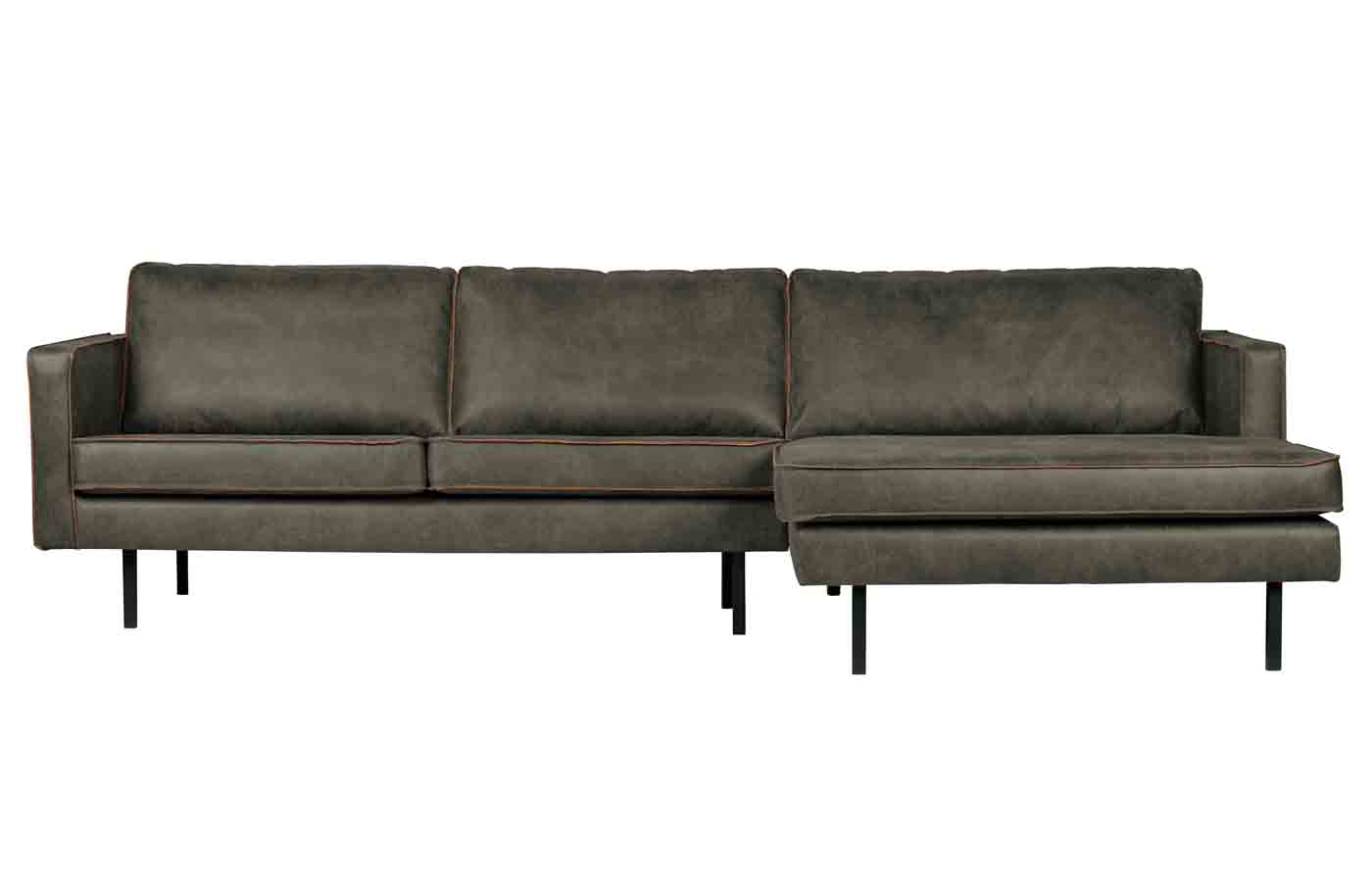 Ecksofa Rodeo Chaiselongue Eco Leder, rechts Army
