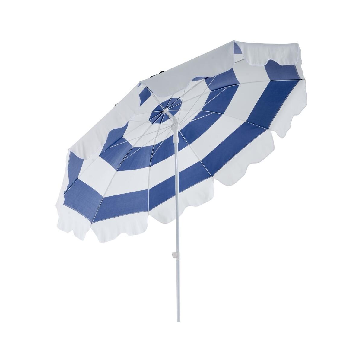 Sonnenschirm Follina von Brafab aus Metall und Polyester, modern und neigbar, blau weiß, Ø 240 cm