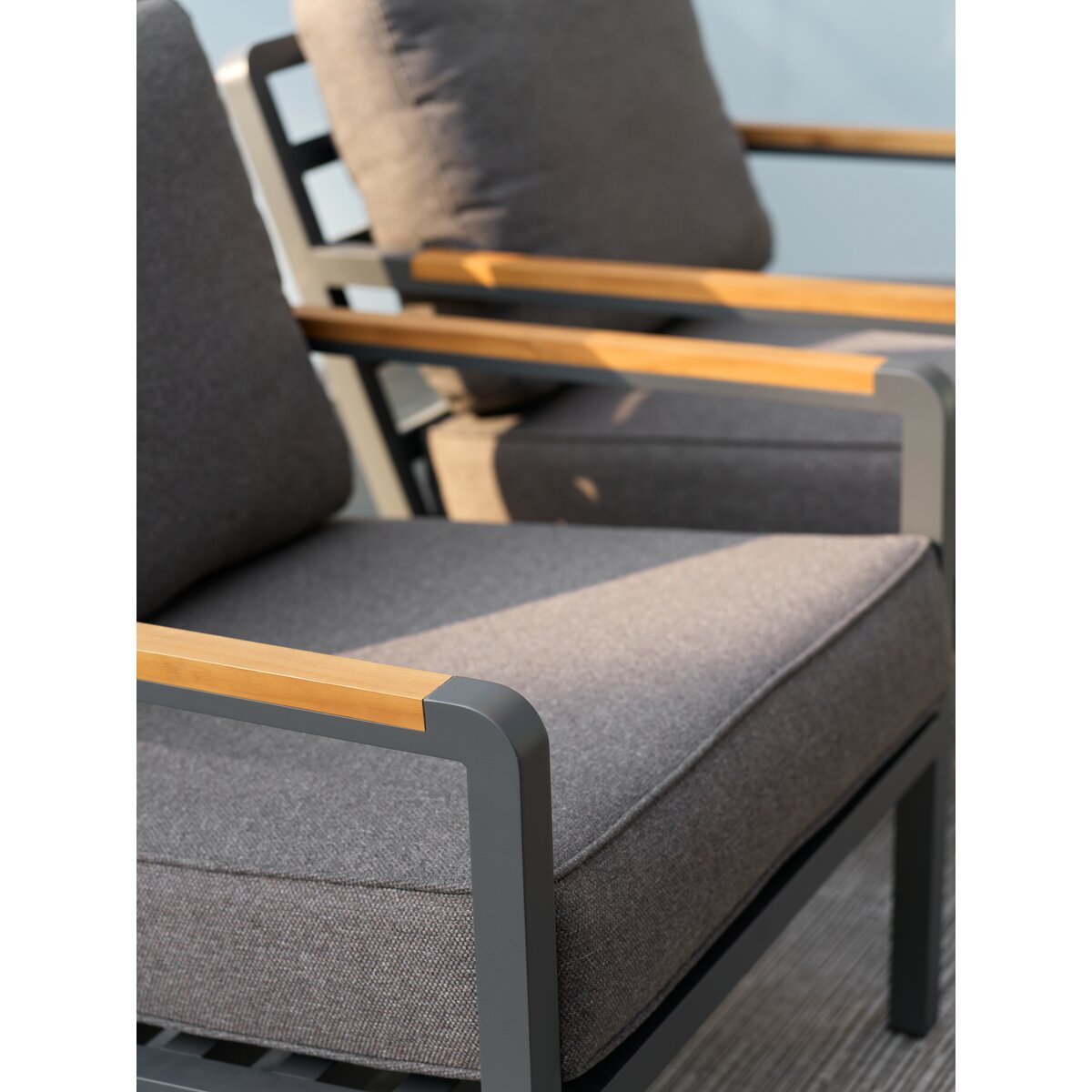 Garten-Sitzgruppe Nova, Anthrazit/Grau/Braun - Aluminium & wasserabweisender Stoff