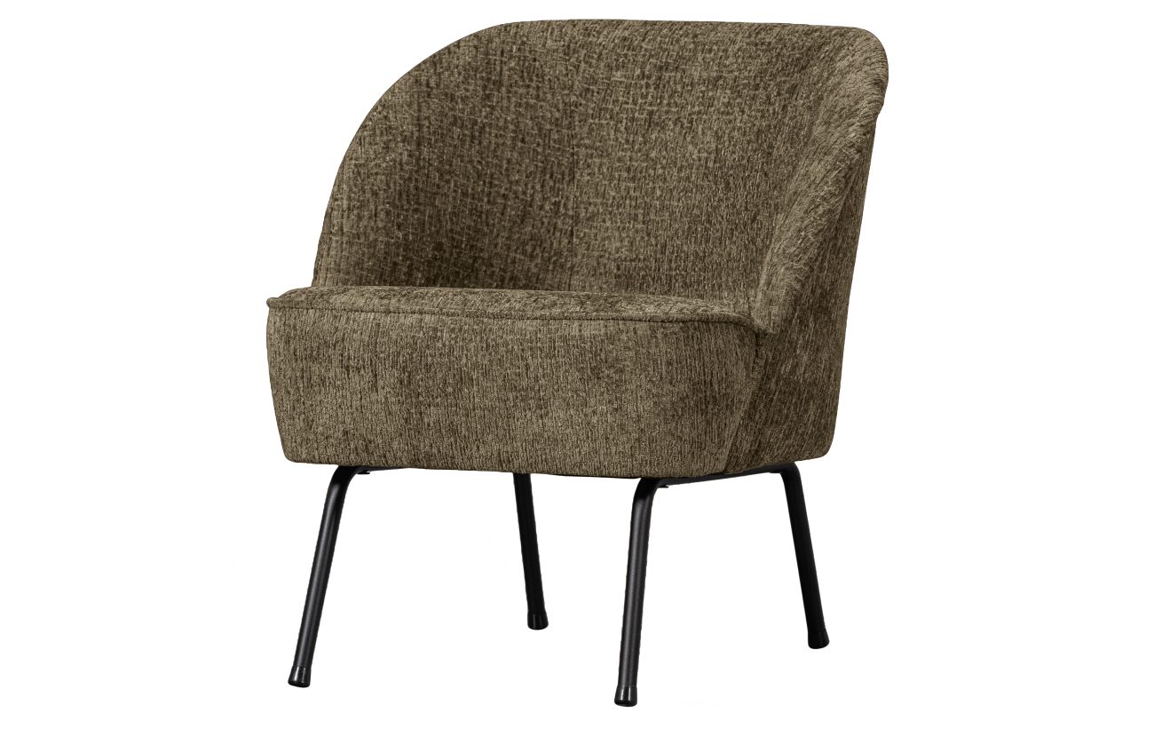 Der Sessel Vogue überzeugt mit seinem modernen Stil. Gefertigt wurde er aus Struktursamt, welches einen dunkelbraunen Farbton besitzt. Das Gestell ist aus Metall und hat eine schwarze Farbe. Der Sessel besitzt eine Größe von 57x70 cm.