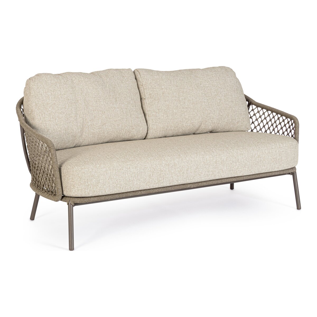 2-Sitzer Gartensofa Corbeta - Aluminium & Seilgeflecht, inkl. Kissen, Braun