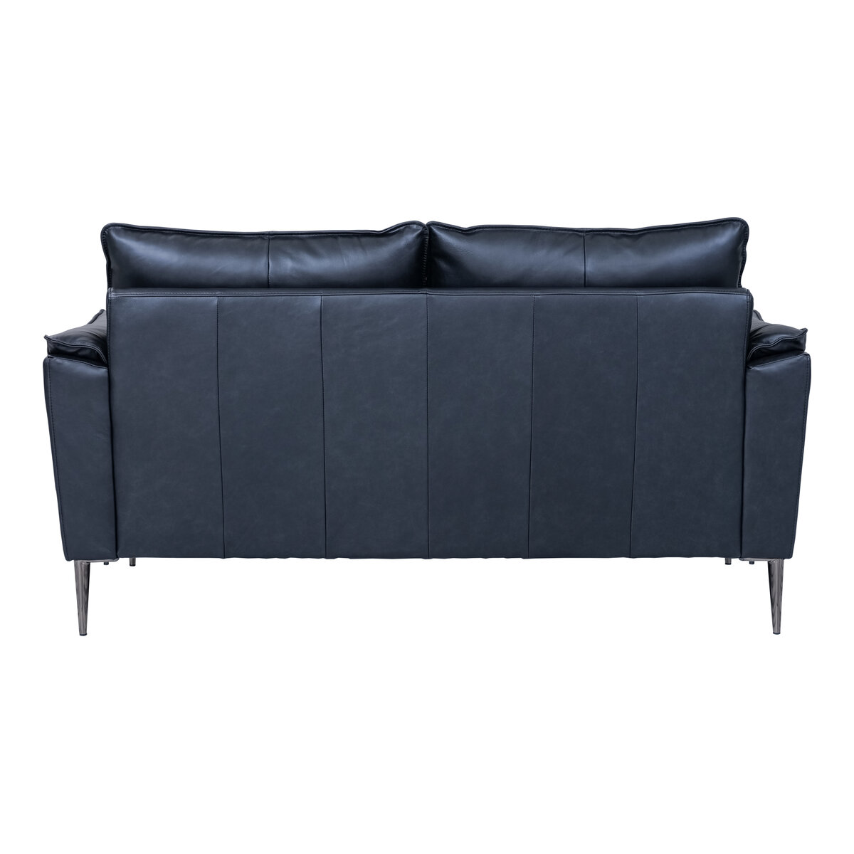 2-Sitzer Sofa Luso Leder Schwarz - mit Taschenfederkern & schwarzem Metallrahmen