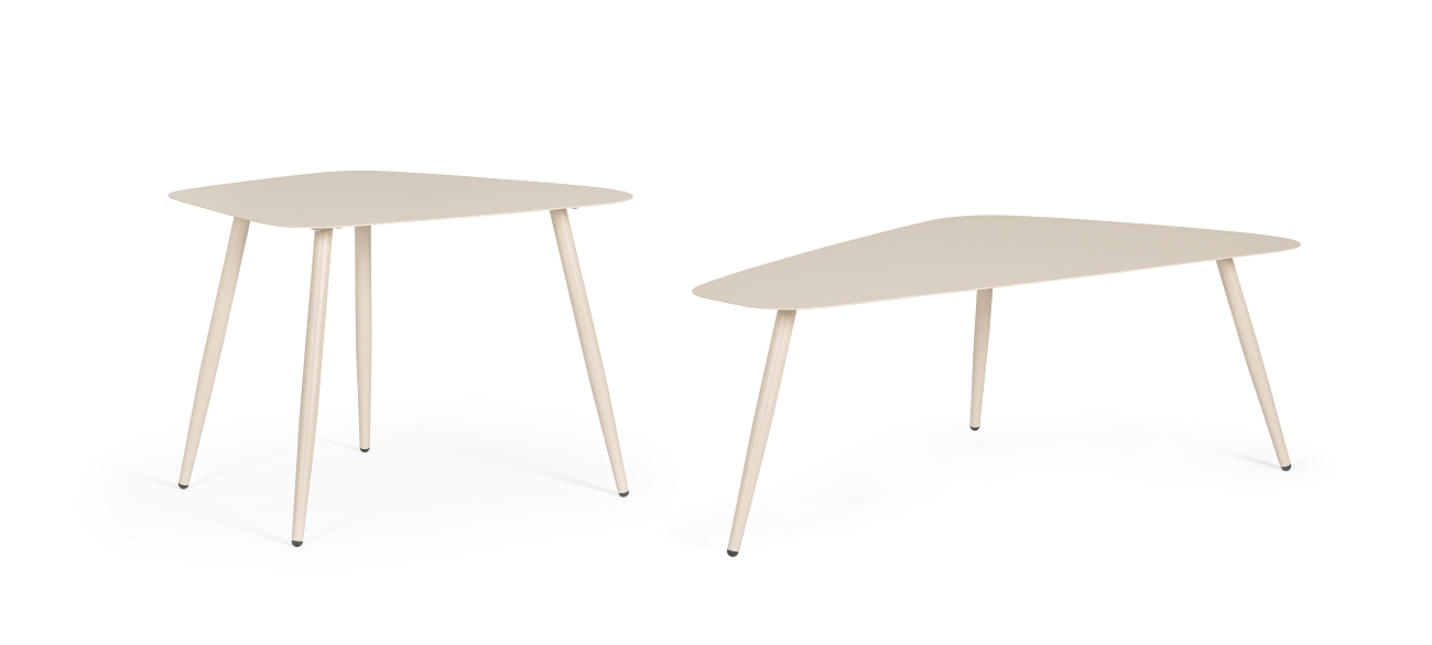 Gartencouchtisch Yvonne 2er-Set aus Metall, Champagner