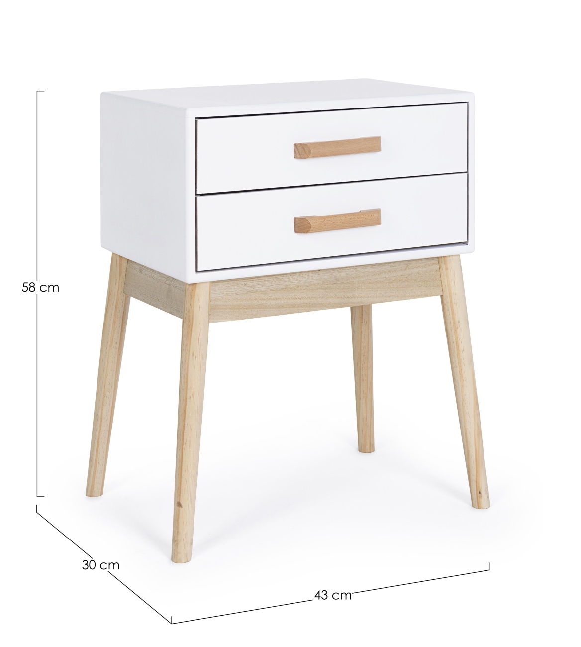 Kommode Ordinary aus Kiefernholz Weiß, 2 Schubladen