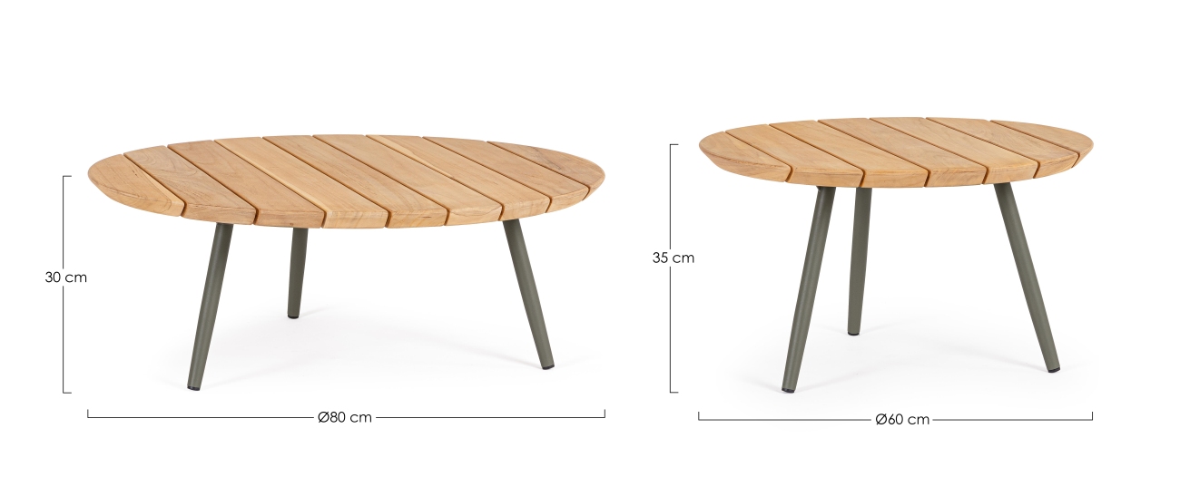 Gartencouchtisch-Set Ivissa aus Teakholz, Grün