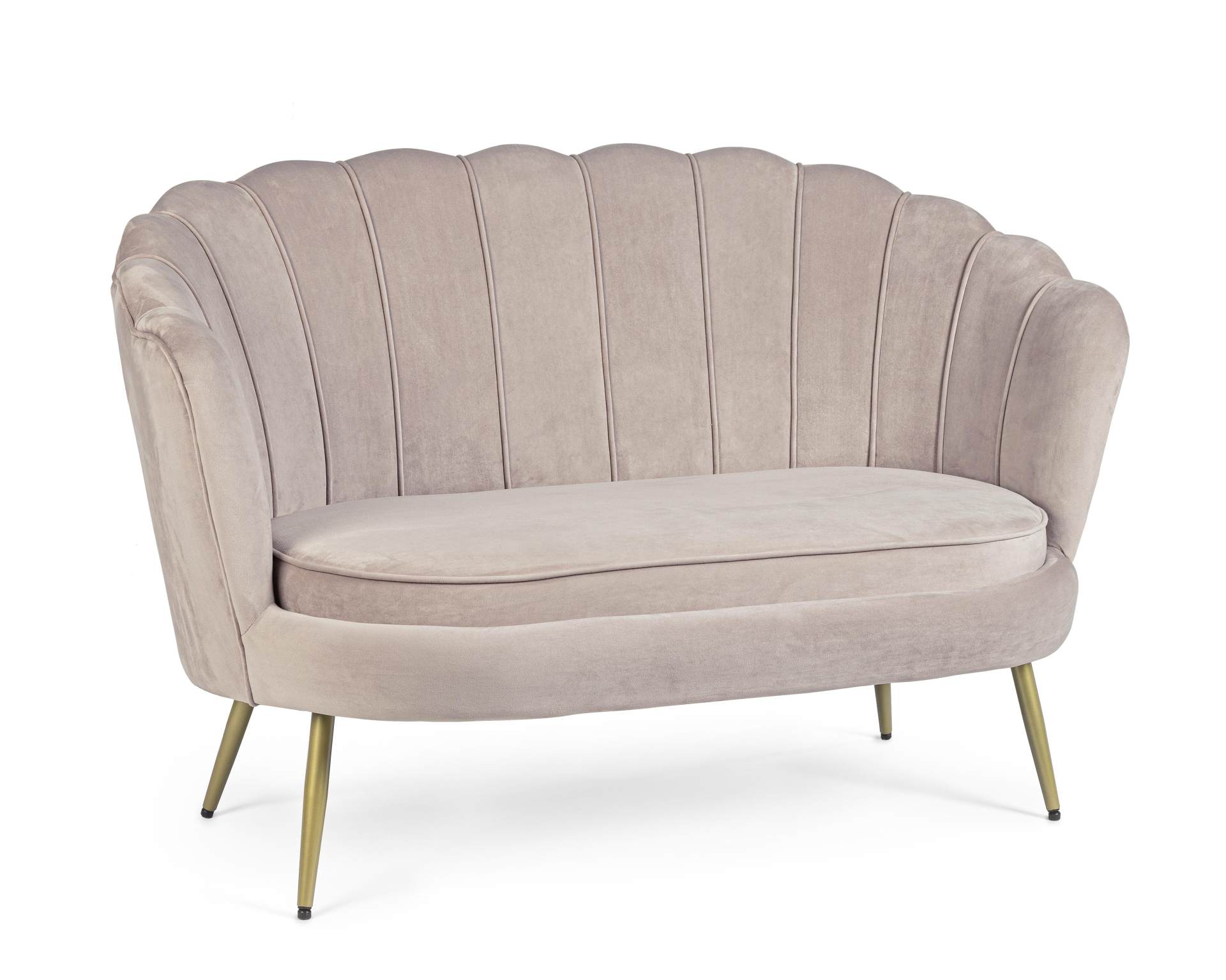 2-Sitzer Sofa Giliola in Samt-Optik, Hellgrau 2-Sitzer Sofa Giliola in Samt-Optik, Hellgrau