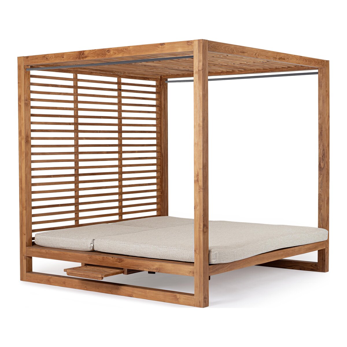 Gartendaybed Honolulu - Teakholz Natur & Olefin-Stoff, inkl. Kissen