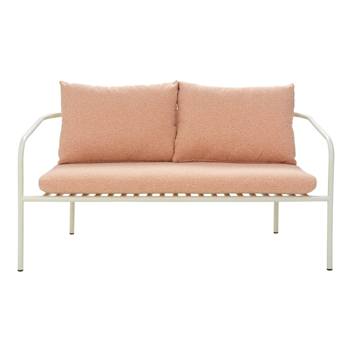Gartensofa Bendt 2-Sitzer, Aluminium & Teddy-Stoff, Orange/Weiß