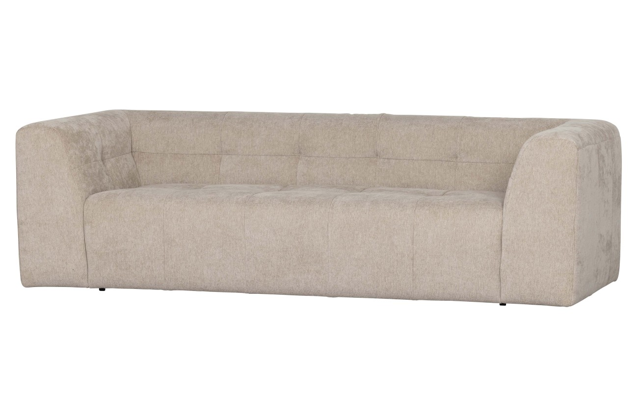 Das Sofa Grid überzeugt mit ihrem modernen Stil. Gefertigt wurde es aus Chenille Gewebe, welcher einen Beige Farbton besitzt. Das Gestell ist aus Kunststoff und hat eine schwarze Farbe. Das Sofa besitzt eine Größe von 230x98 cm.