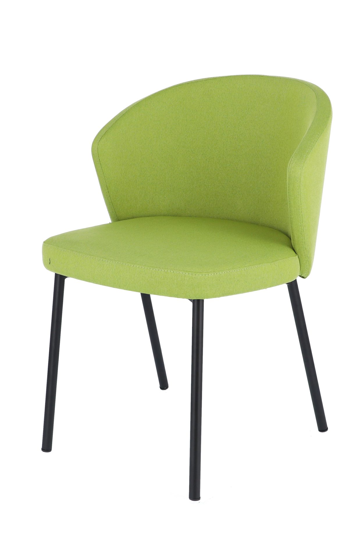Der moderne Stuhl Mila wurde aus einem Metall Gestell hergestellt. Die Sitz- und Rückenfläche ist aus einem Stoff Bezug. Die Farbe des Stuhls ist Grün. Es ist ein Produkt der Marke Jan Kurtz.