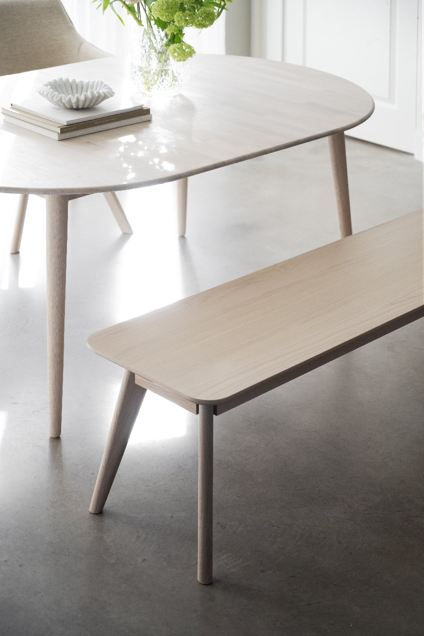 Ausziehtisch Tyler Oval 170/210cm, Eiche Weiß pigmentiert