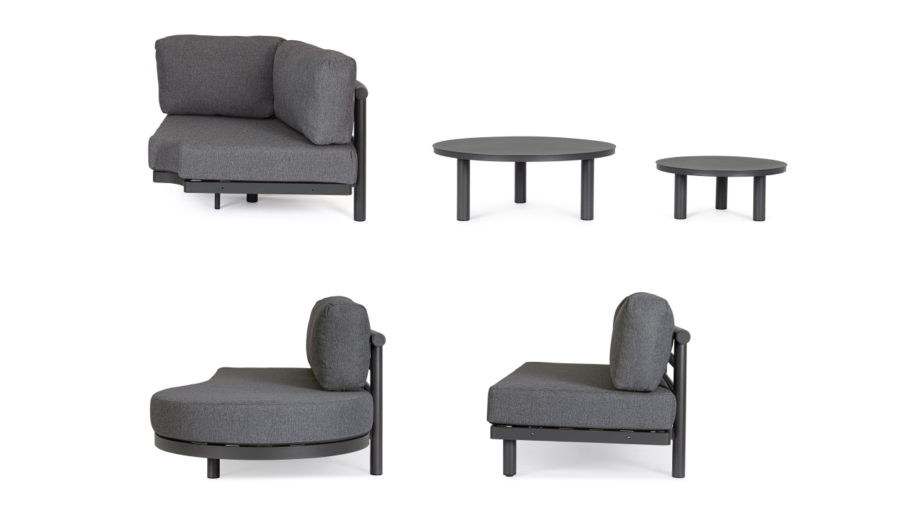 Gartenecksofa Hercules Inkl. Couchtisch-Set, Anthrazit