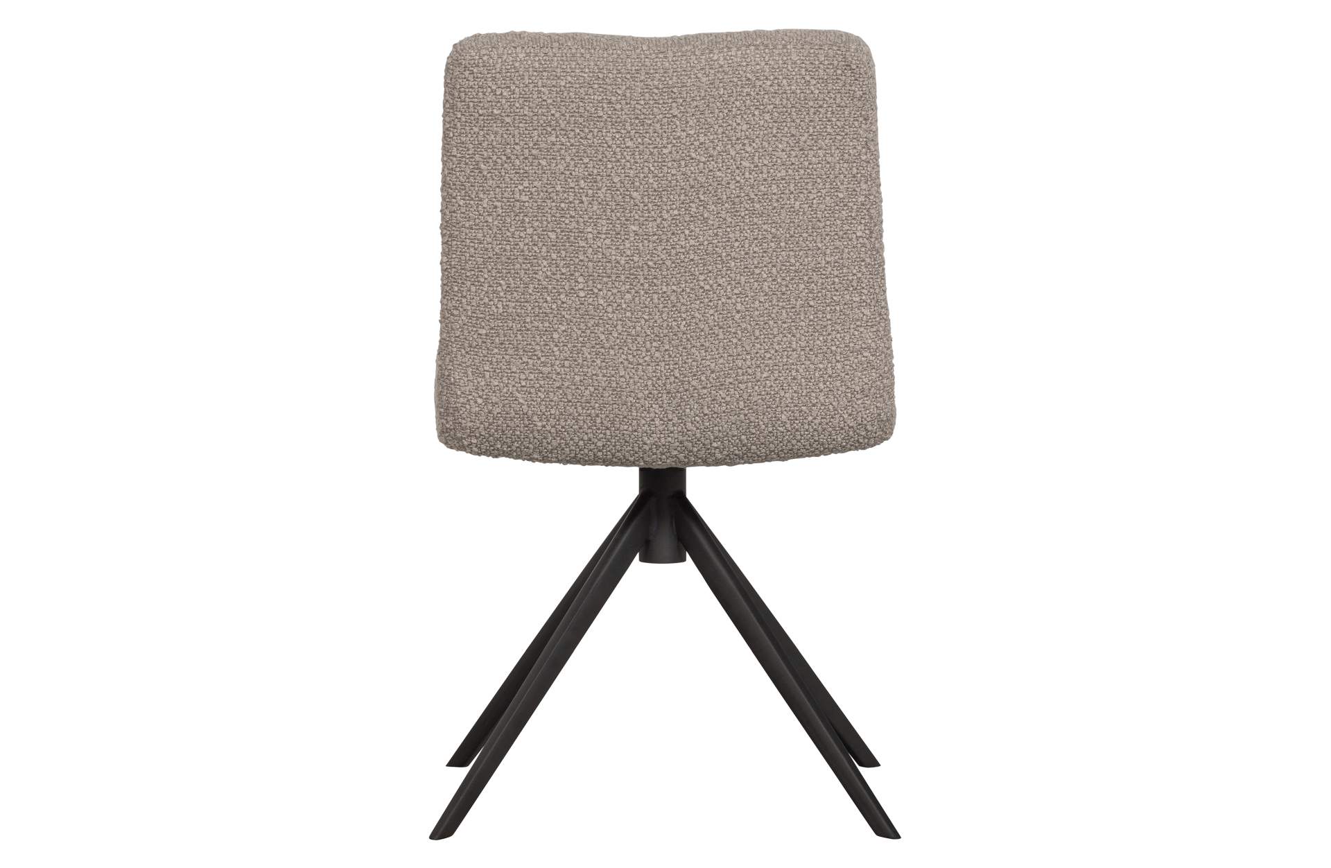 Der Esszimmerstuhl Vinny überzeugt mit seinem modernem Design. Gefertigt wurde der Stuhl aus einem Boucle Stoff, welcher einen Sand Farbton besitzt. Das Gestell ist aus Metall und hat eine schwarze Farbe.