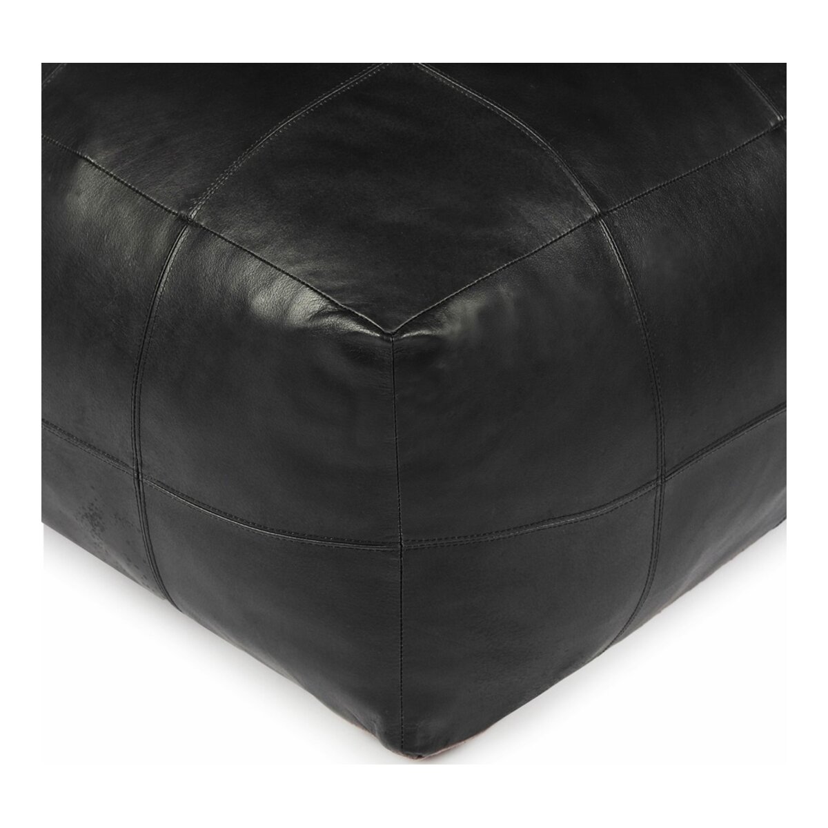 Pouf Anneta aus Leder 75x75 cm, Schwarz