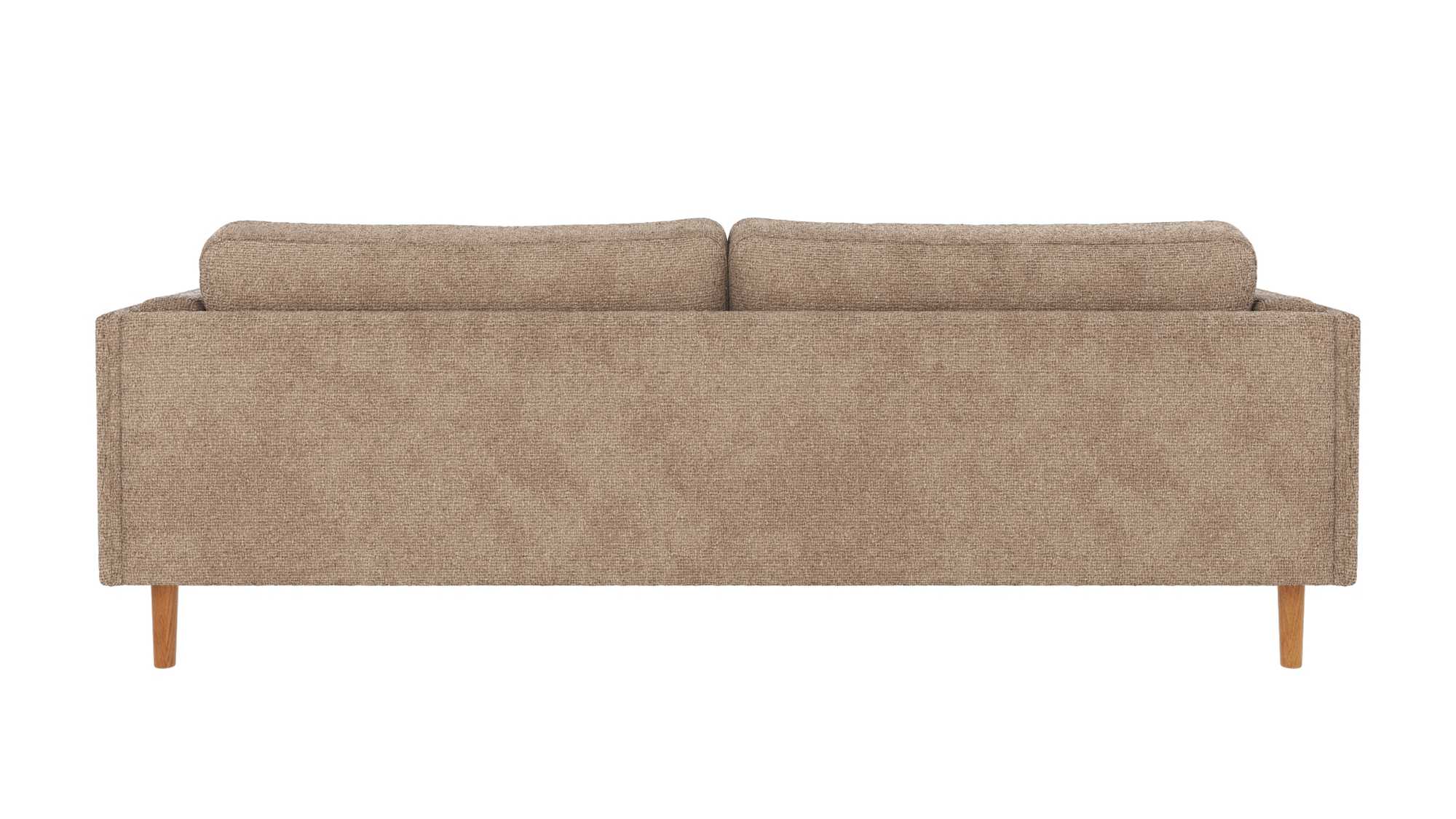 Design trifft Funktion: Sofa Braden 3-Sitzer, Beine Eiche, Bezug Robin Graubeige.