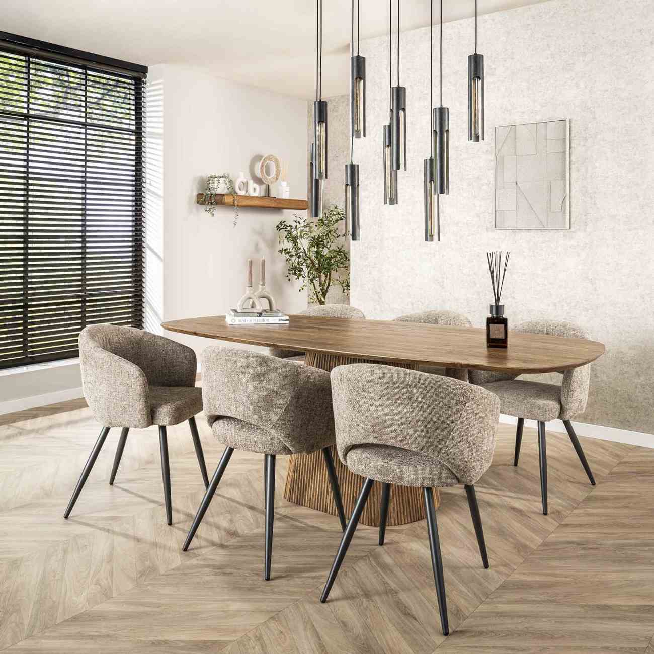 Esstisch Vagula - Magoholz Natur mit Säulenfuß, 215 x 105 cm