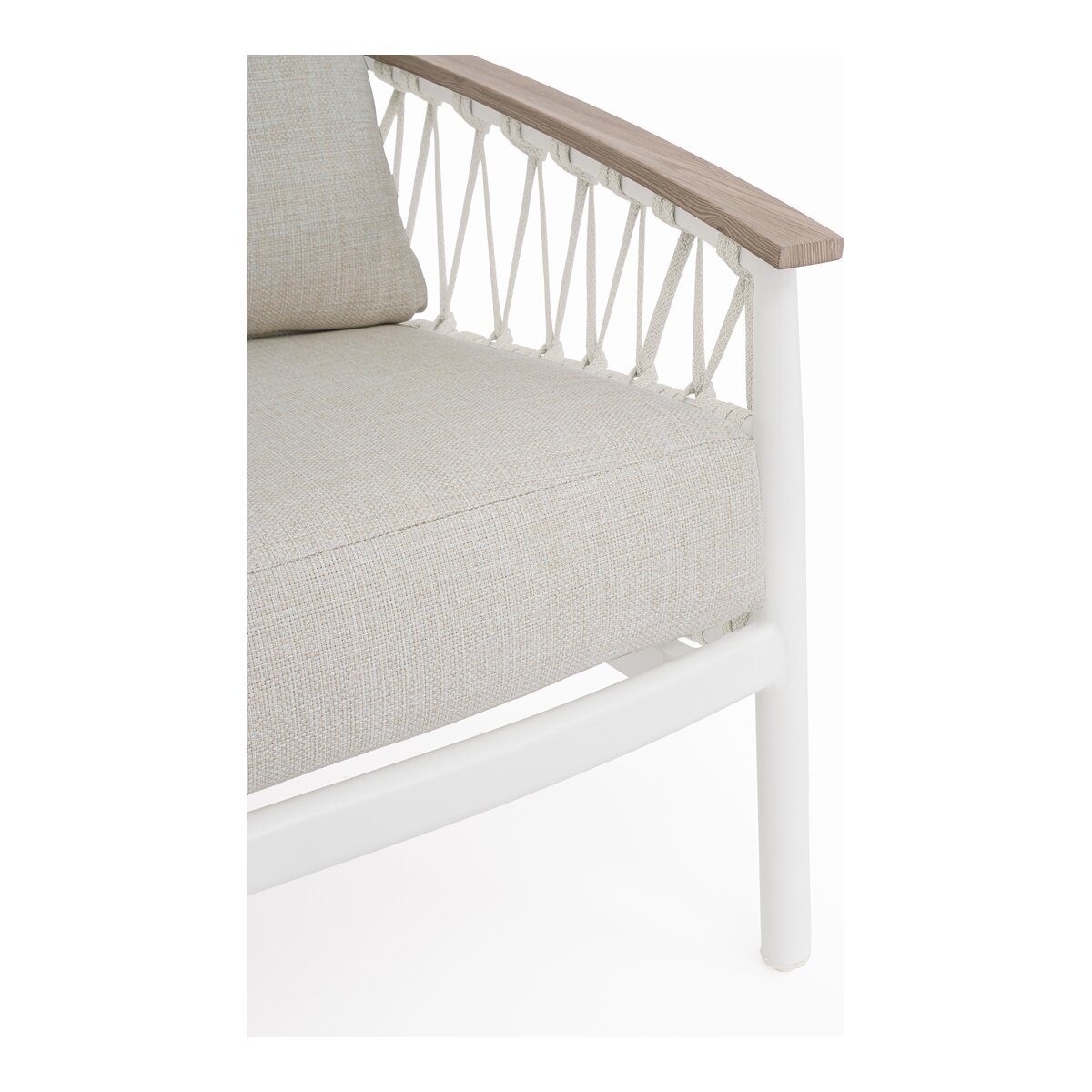 3-Sitzer Gartensofa Fenix - Aluminium & Seilgeflecht, inkl. Kissen, Off-White