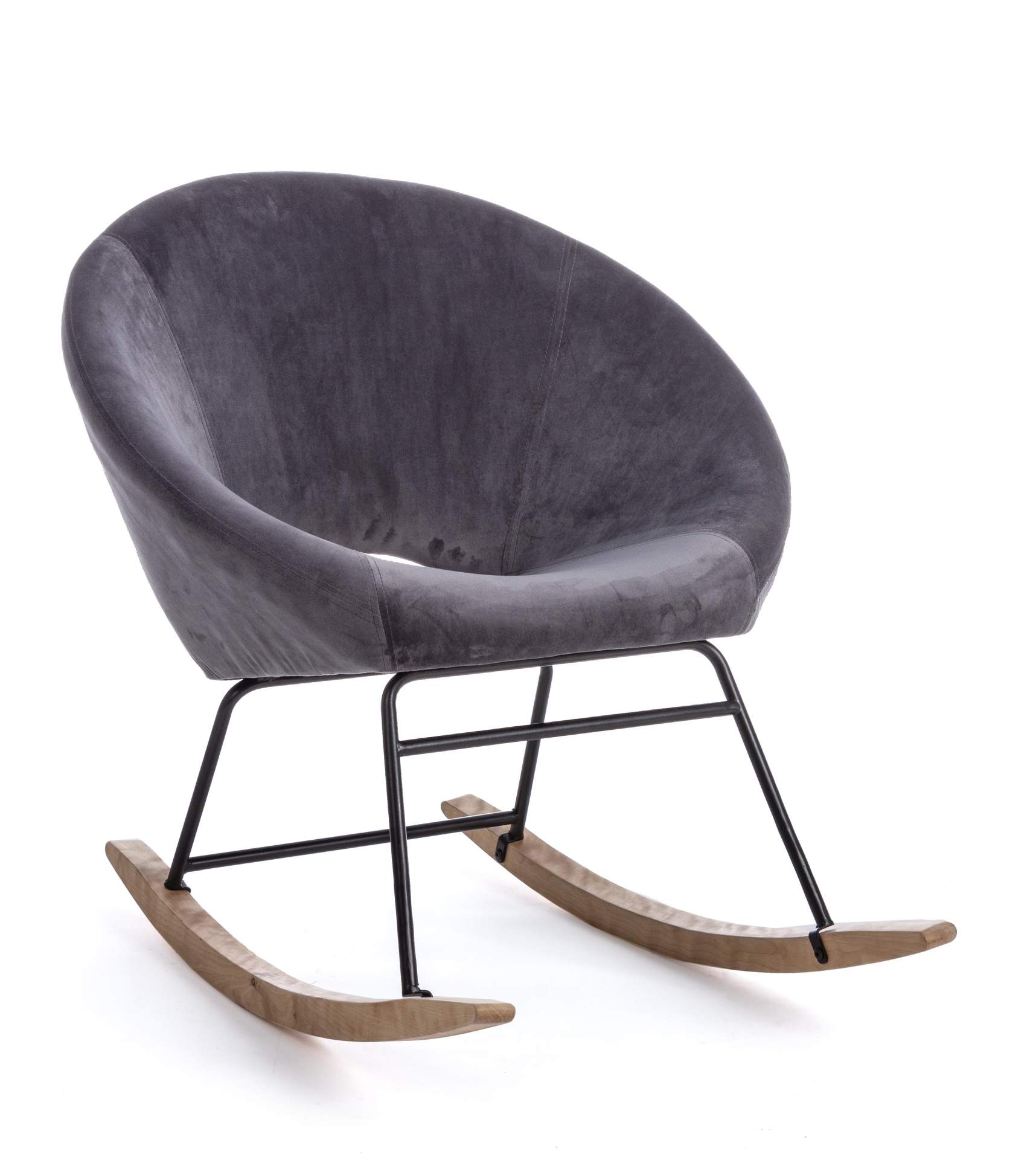 Der Sessel Annika überzeugt mit seinem modernen Design. Gefertigt wurde er aus Stoff in Samt-Optik, welcher einen dunkelgrauen Farbton besitzt. Das Gestell ist aus Metall und hat eine schwarze Farbe. Der Sessel besitzt eine Sitzhöhe von 44 cm. Die Breite 