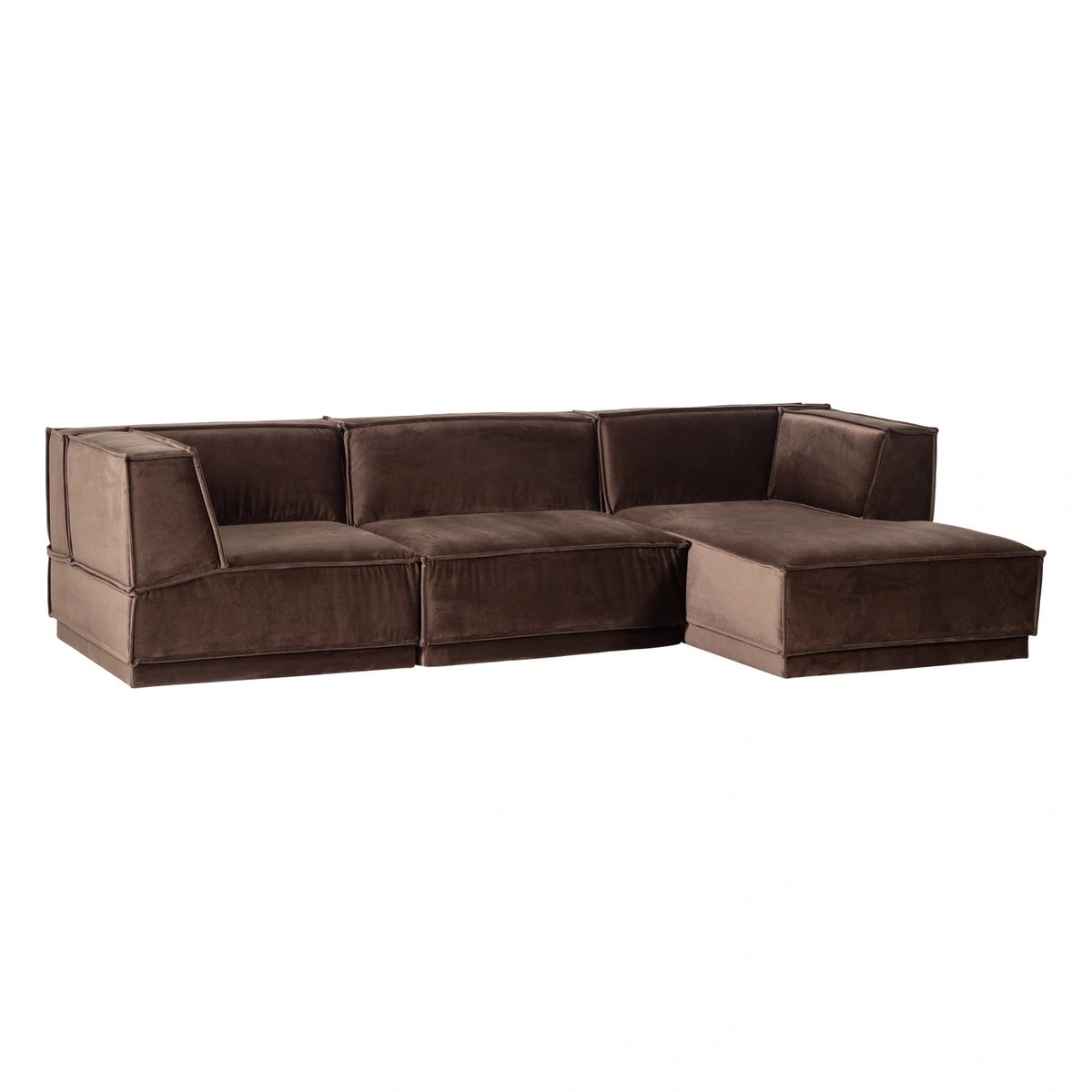 Ecksofa Chaiselongue Manu - Samt Braun, Rechts