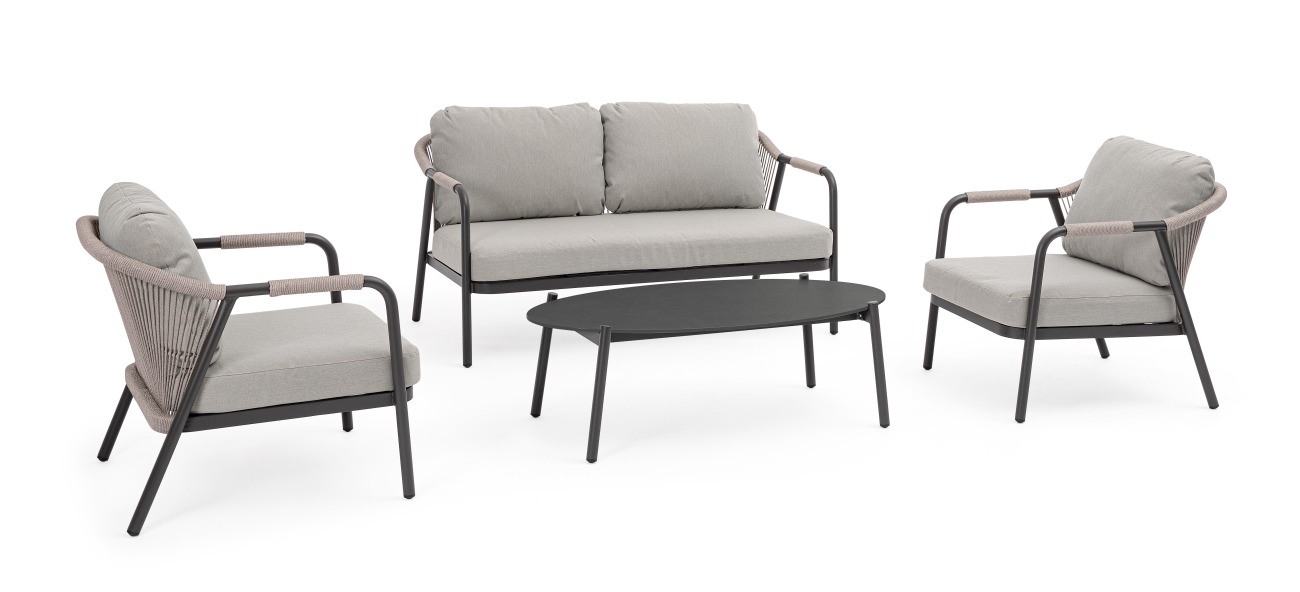 Garten-Set Miravet 4er Gruppe, Anthrazit / Taupe Garten-Set Miravet 4er Gruppe, Anthrazit / Taupe