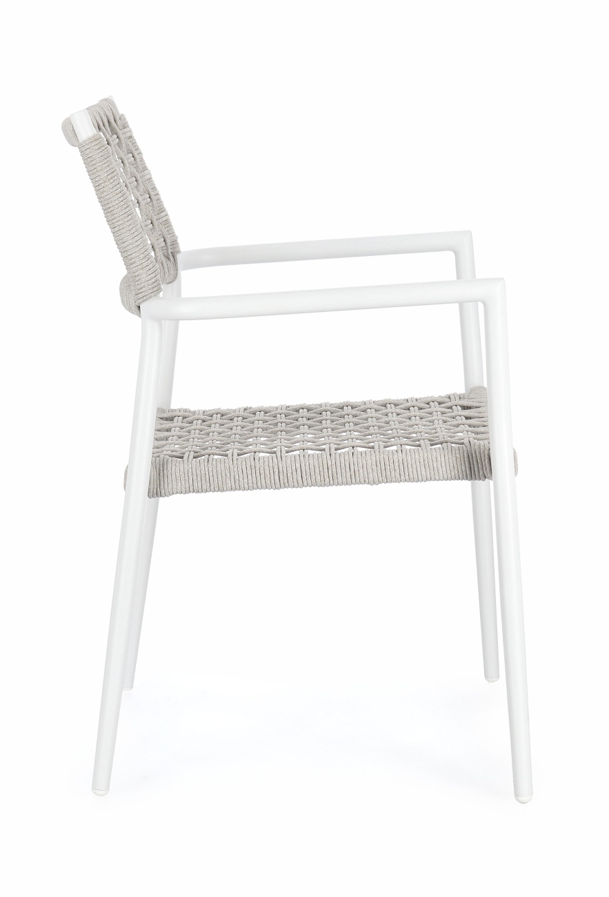 Gartenstuhl Caleta aus Aluminium, Hellgrau / Weiß