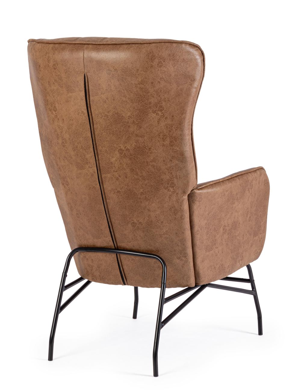 Der Sessel Nasira überzeugt mit seinem modernen Stil. Gefertigt wurde er aus Kunstleder, welches einen braunen Farbton besitzt. Das Gestell ist aus Metall und hat eine schwarze Farbe. Der Sessel besitzt eine Sitzhöhe von 50 cm.