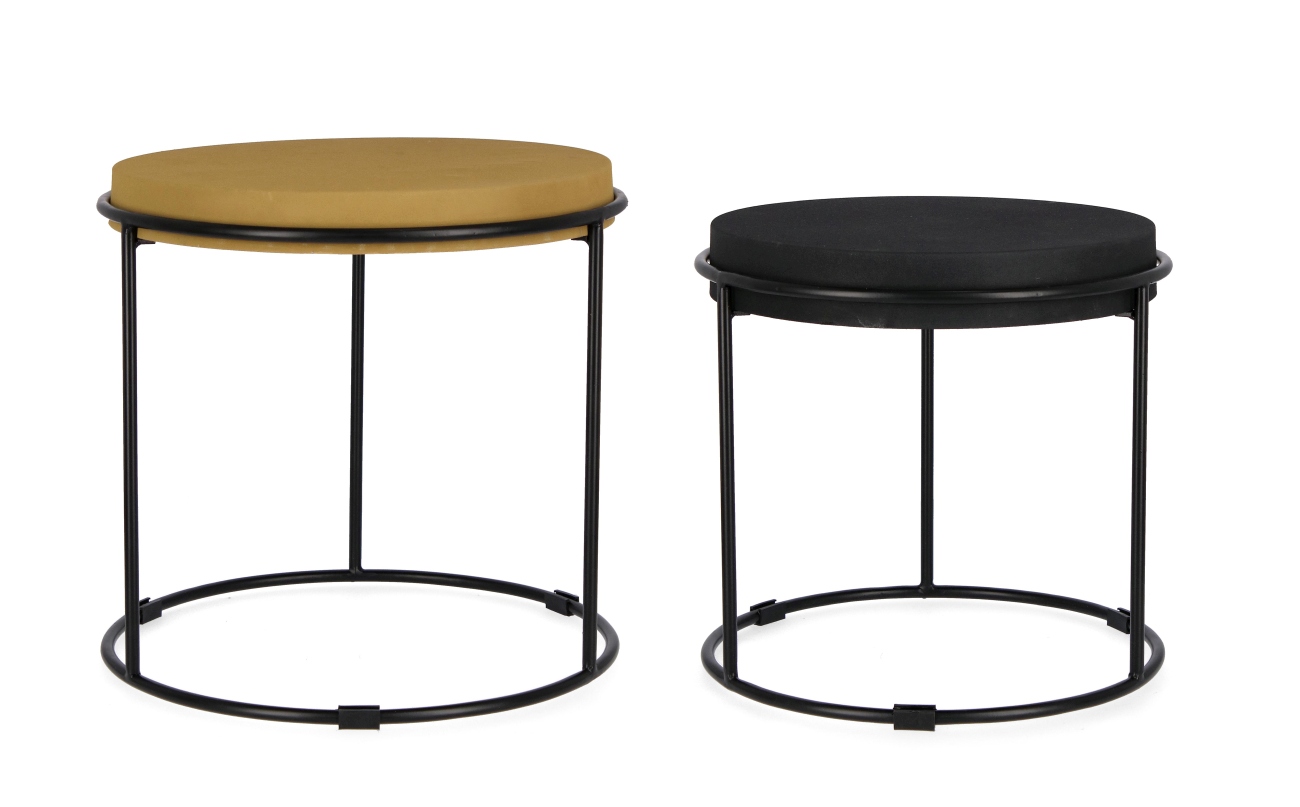 Beistelltisch Ketaki 2er-Set aus Metall, Senf/Schwarz Beistelltisch Ketaki 2er-Set aus Metall, Senf/Schwarz