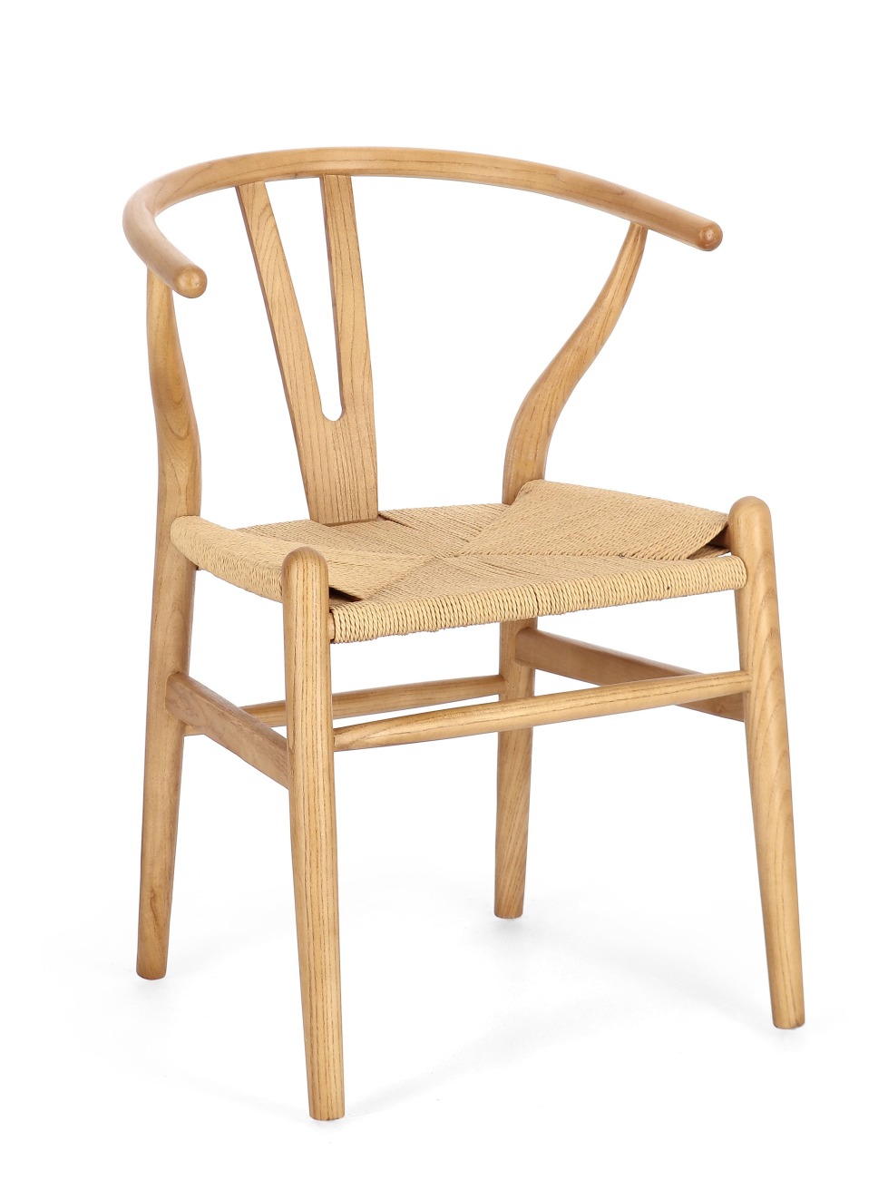 Der Esszimmerstuhl Artas überzeugt mit seinem modernen Stil. Gefertigt wurde er aus Seilen, welche einen natürlichen Farbton besitzt. Das Gestell ist aus Ulmenholz und hat ein natürliche Farbe. Der Stuhl besitzt eine Sitzhöhe von 46 cm.