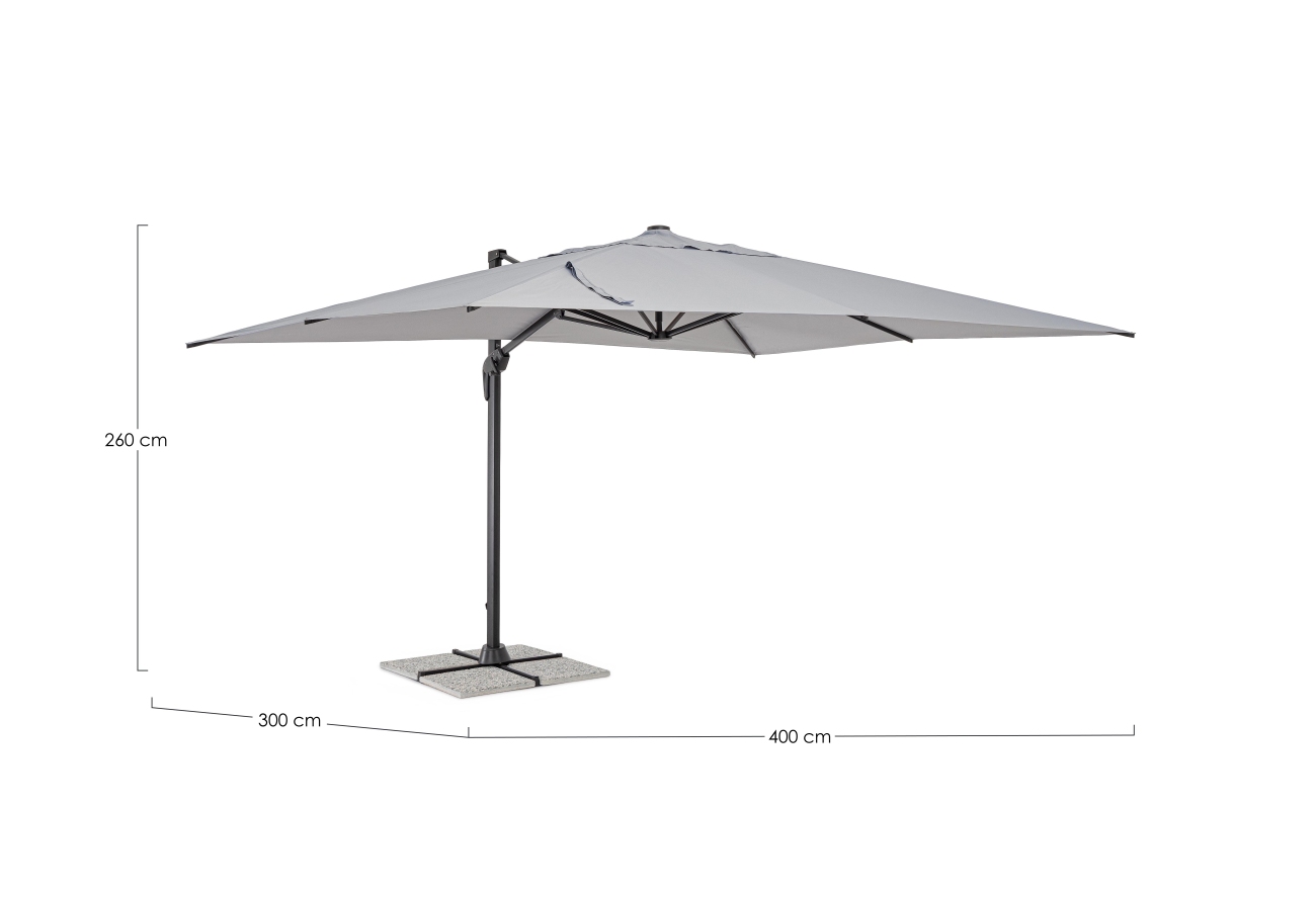 Sonnenschirm Vega aus Aluminium 3x4 m, Hellgrau Sonnenschirm Vega aus Aluminium 3x4 m, Hellgrau