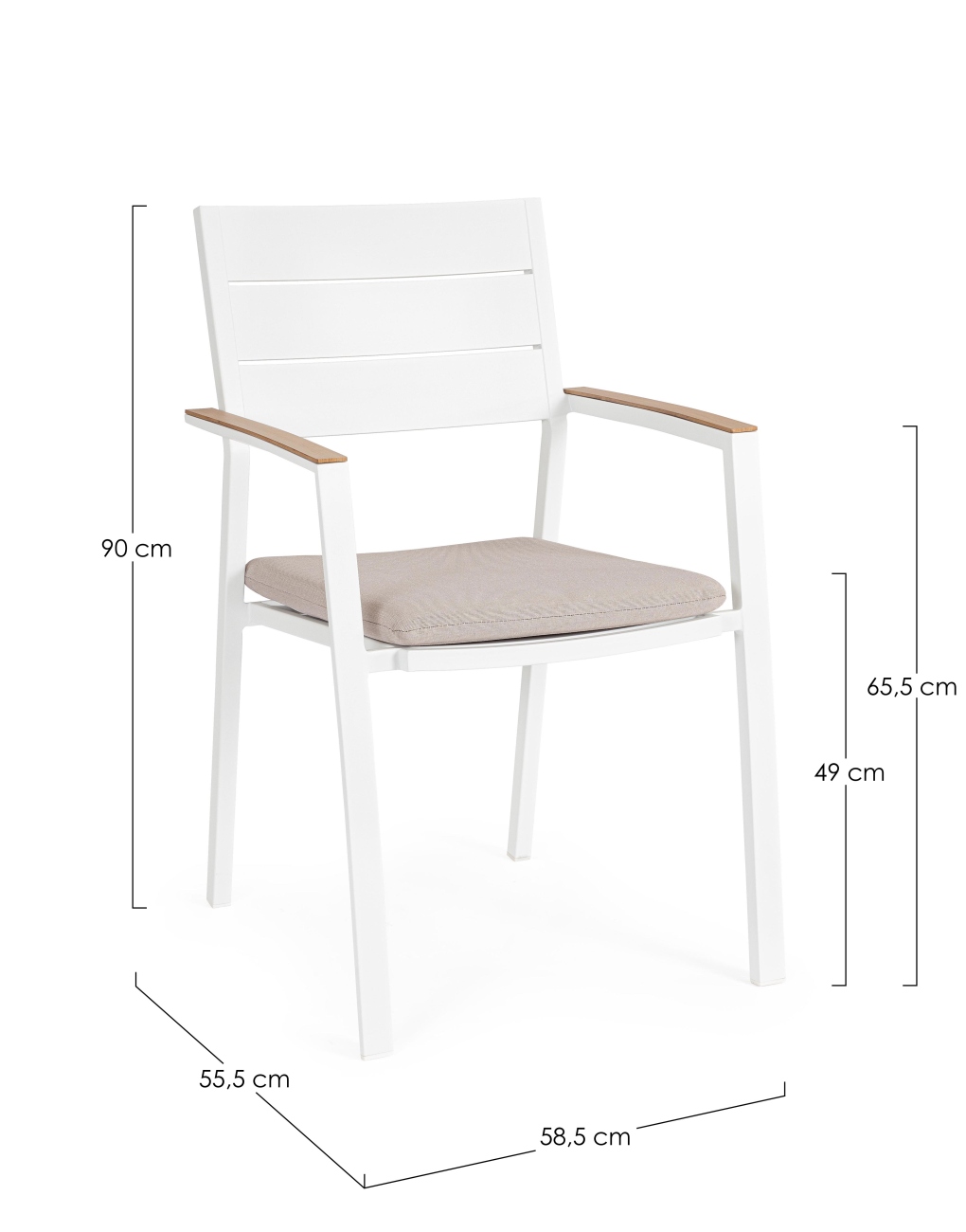 Gartenstuhl Zelmar aus Aluminium, Weiß