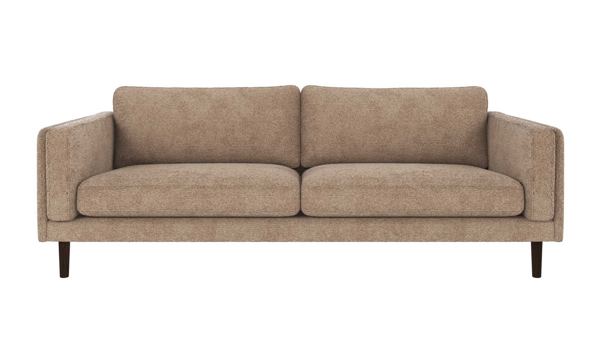 Design trifft Funktion: Sofa Braden 3-Sitzer, Beine Braun, Bezug Robin Graubeige.