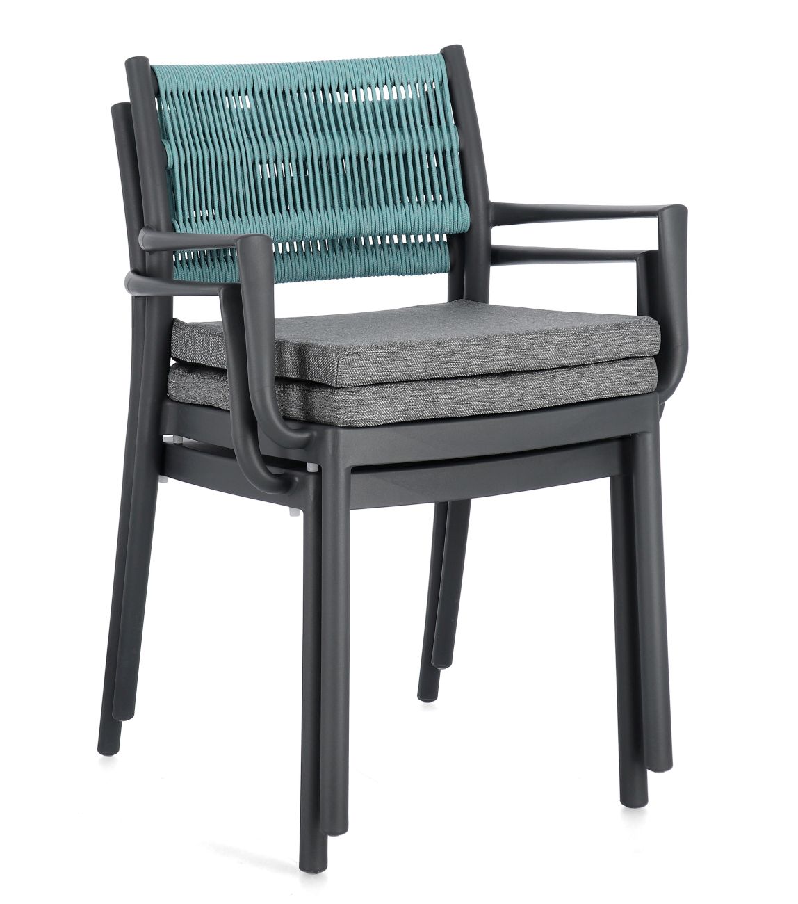 Gartenstuhl Alvin mit Armlehne, Anthrazit / Avio