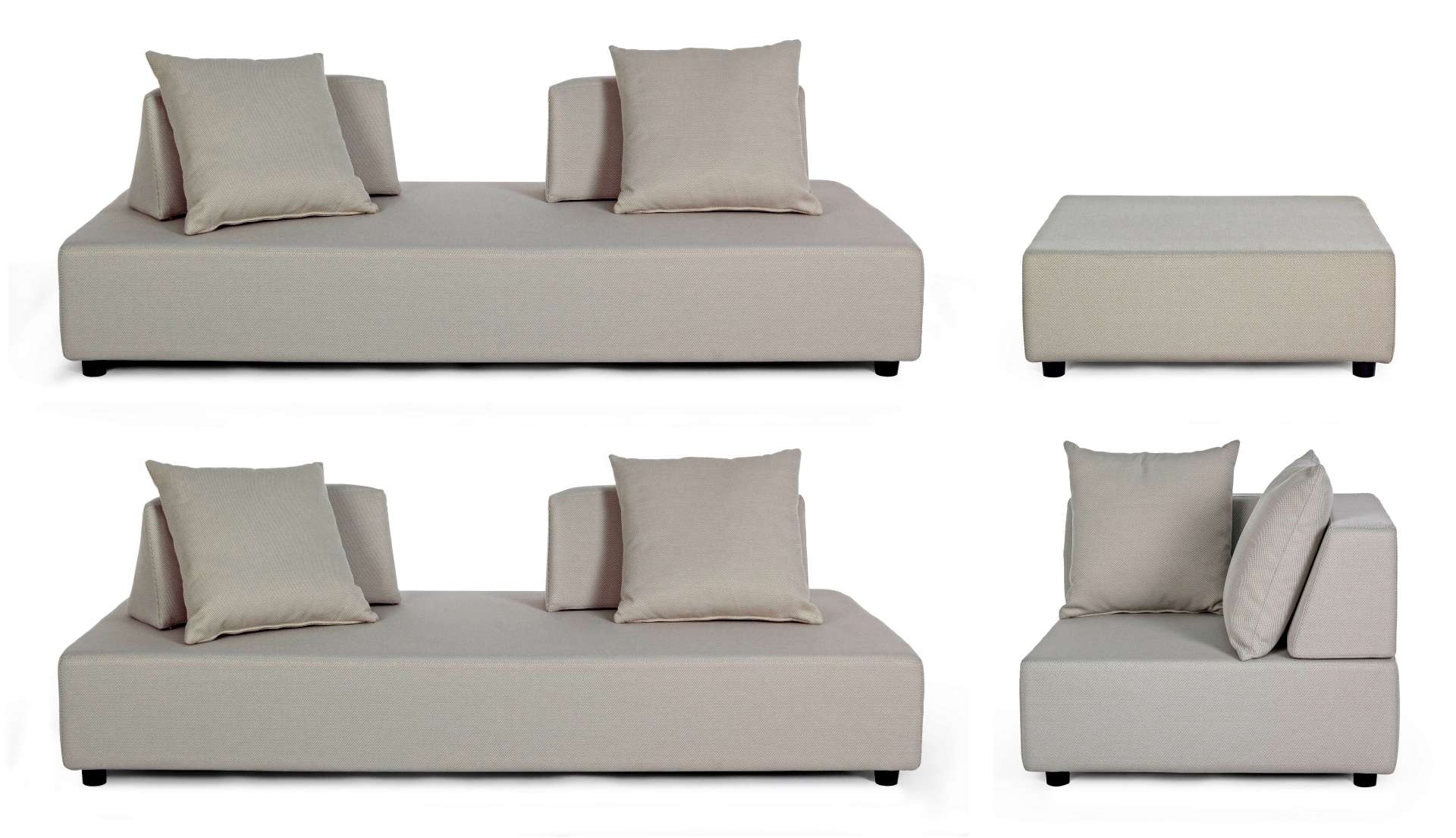 Gartenlounge Sofa Piper mit Kissen und verstellbarer Rückenlehne