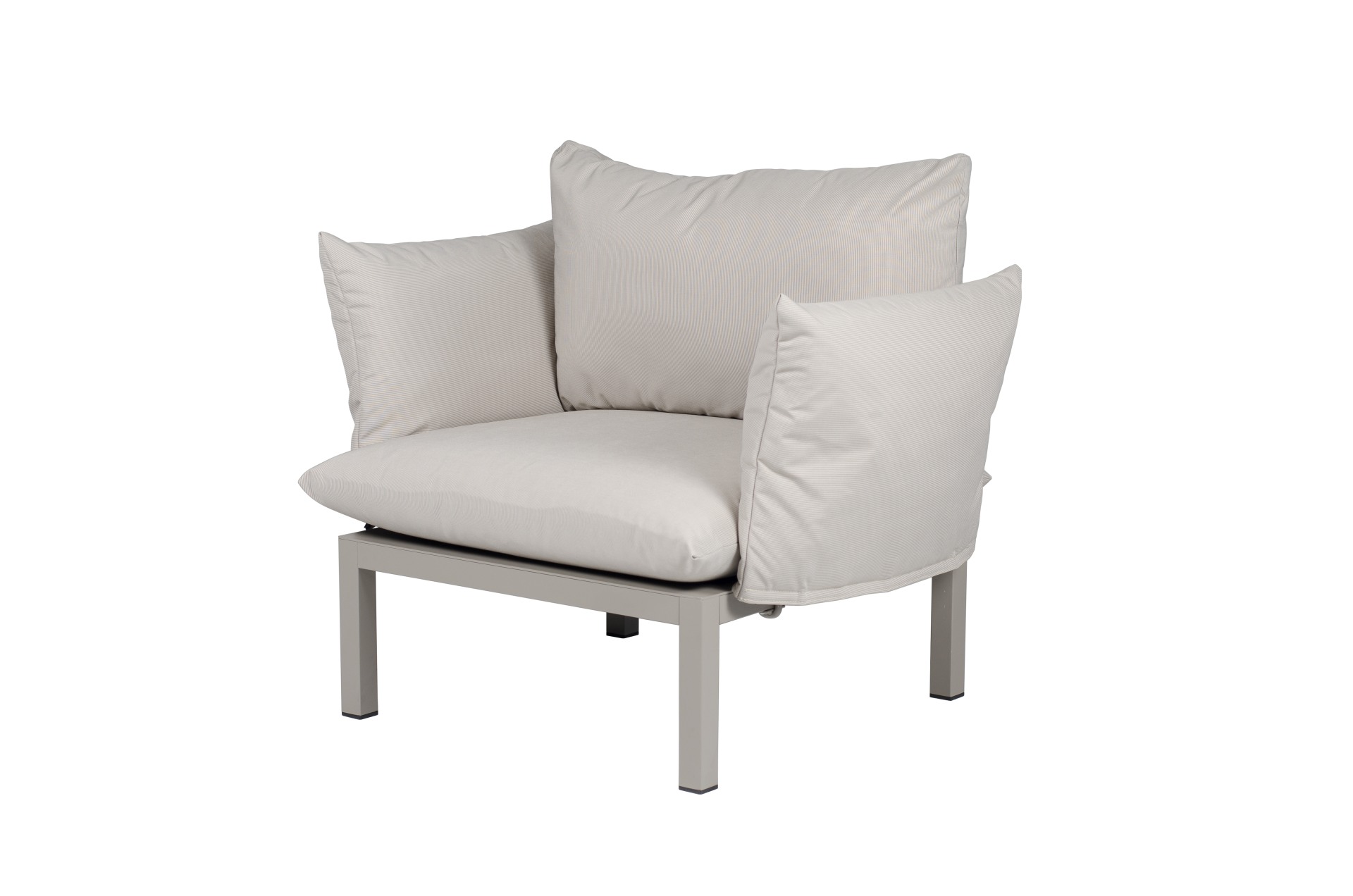 Die Gartenlounge Domino bestehend aus einer 5er-Kombination und einem Sessel. Damit ist sie ein echter Hingucker in deinem Garten. Designet wurde es von der Marke Jan Kurtz. Das Gestell ist aus Aluminium und hat eine weiße Farbe. Der Bezug ist Weiß.