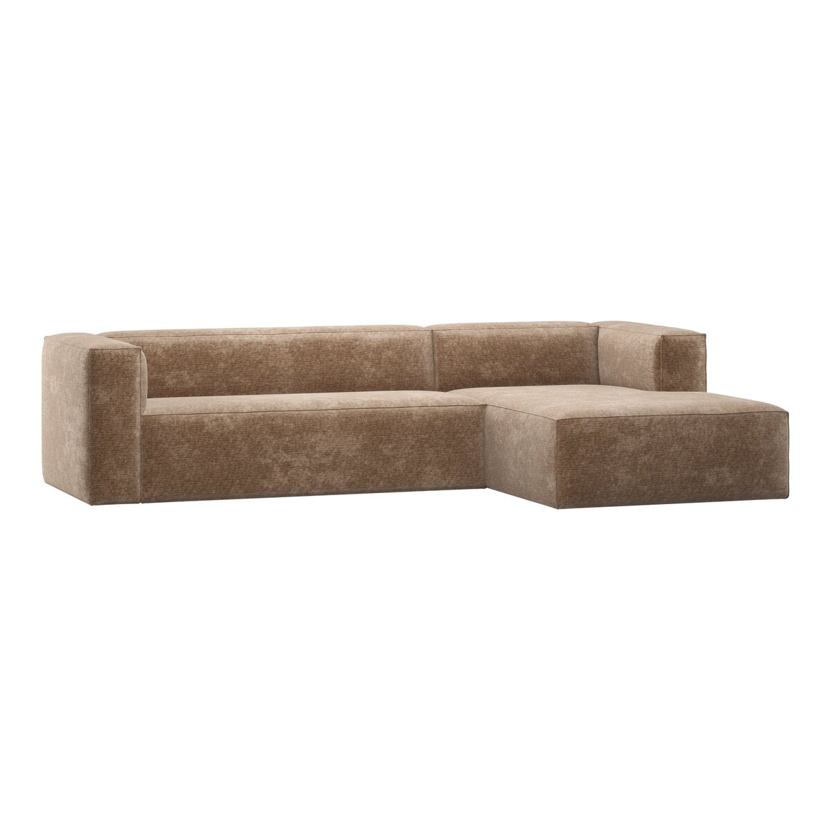 Ecksofa Bean - Chenille-Samt Taupe, Rechts