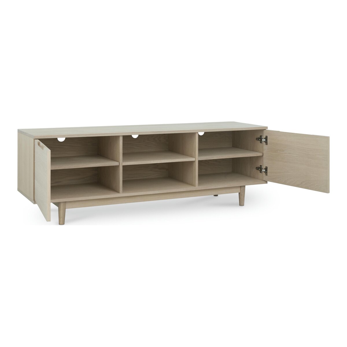 TV-Board Enimeta Eiche Whitewash 160 cm - mit Türen & Soft-Close