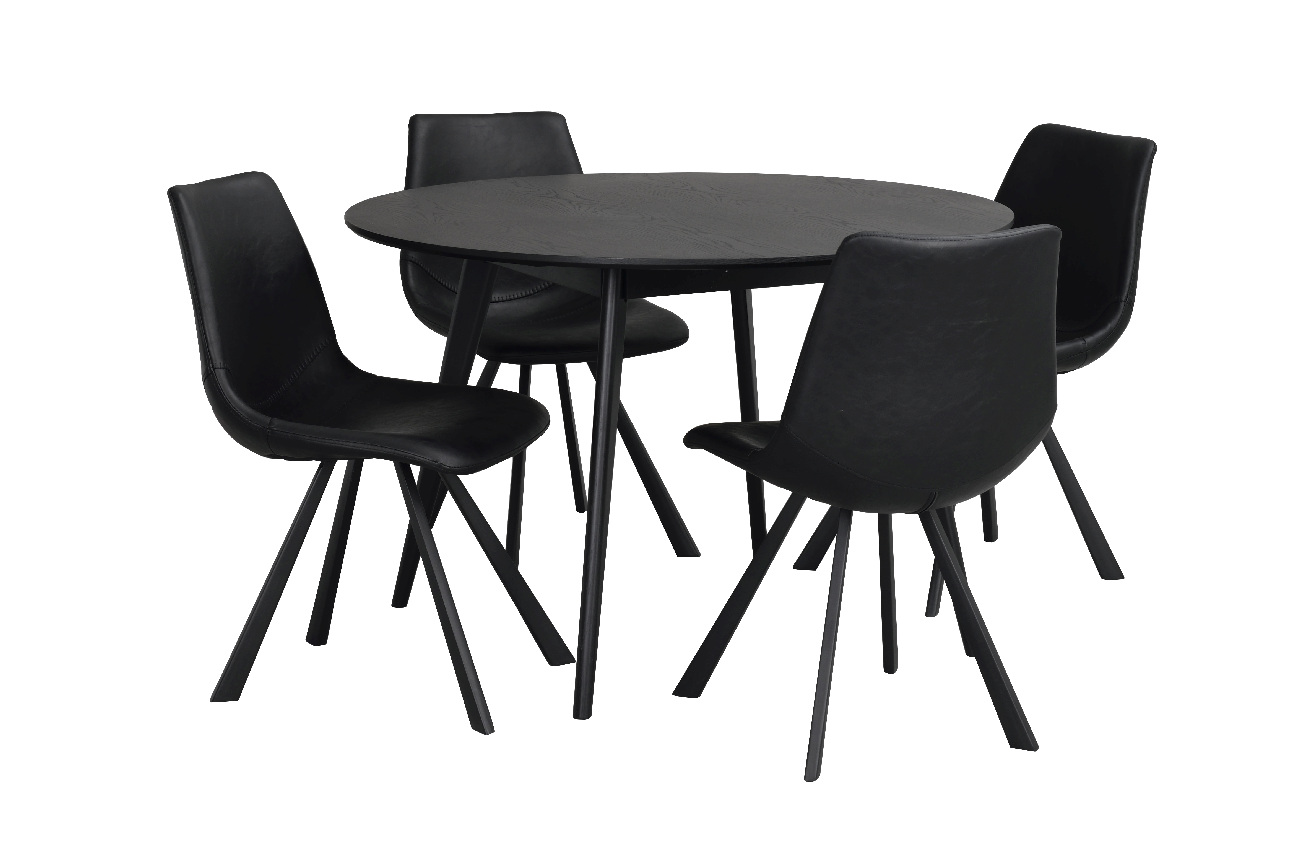 Stuhl Auburn, Lederoptik Schwarz