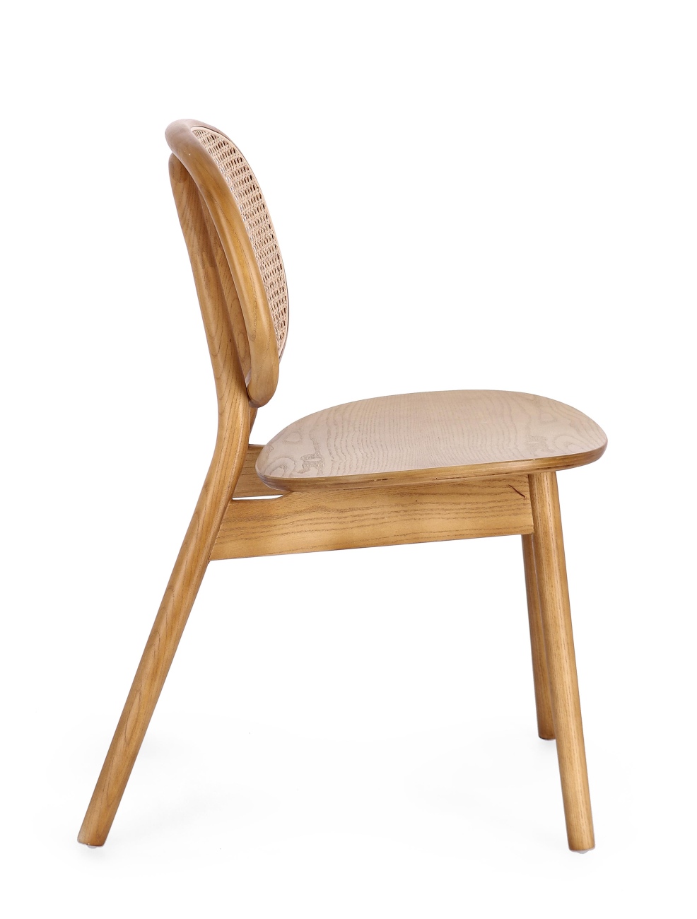 Der Esszimmerstuhl Adolis überzeugt mit seinem modernen Stil. Gefertigt wurde er aus Ulmmenholz, welcher einen natürlichen Farbton besitzt. Die Rückenlehne ist aus Rattan und hat eine natürliche Farbe. Der Stuhl besitzt eine Sitzhöhe von 46 cm.