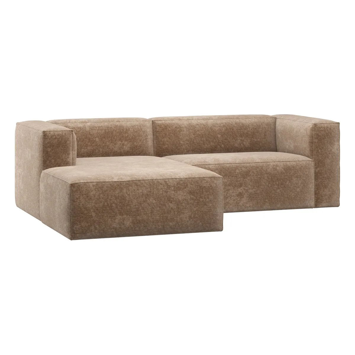 Ecksofa Chaiselongue Bean - Chenille-Samt Taupe, Links