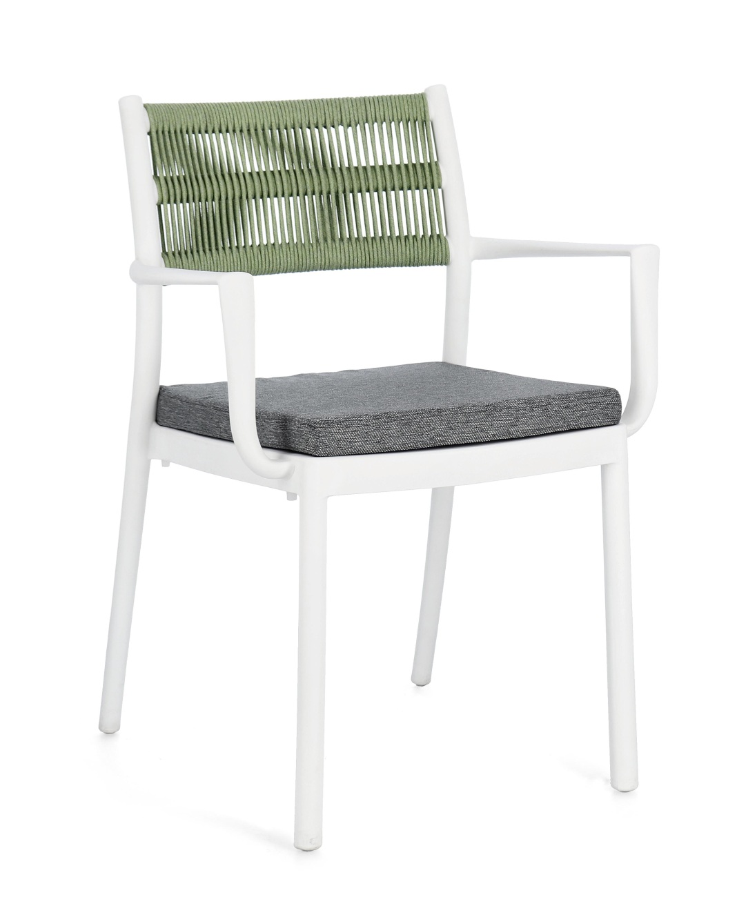 Gartenstuhl Alvin mit Armlehne, Weiß / Grün
