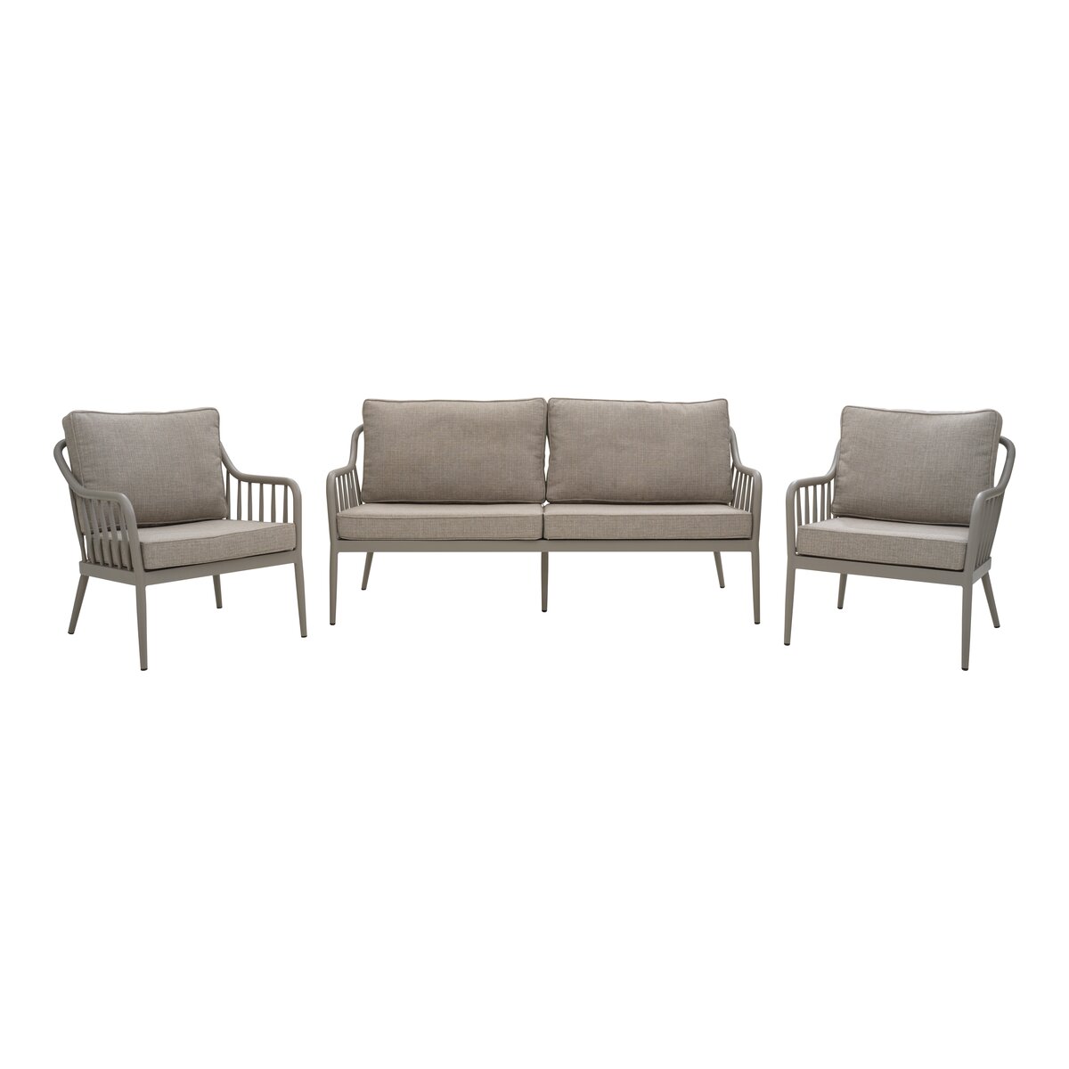 Gartensofa Coleville 2,5-Sitzer, Aluminium & Olefin-Stoff, Khaki/Burlap Beige